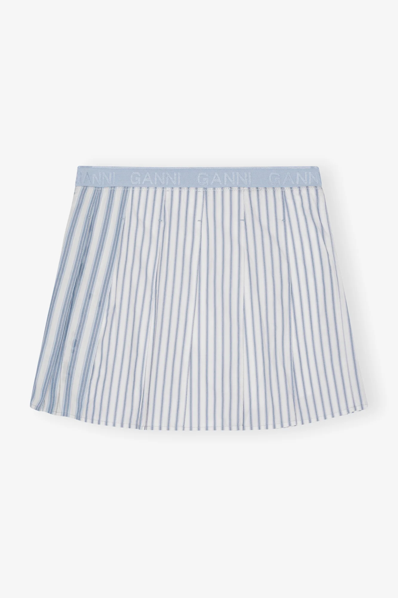Stripe Cotton Pleated Mini Skirt | Egret - Image 2