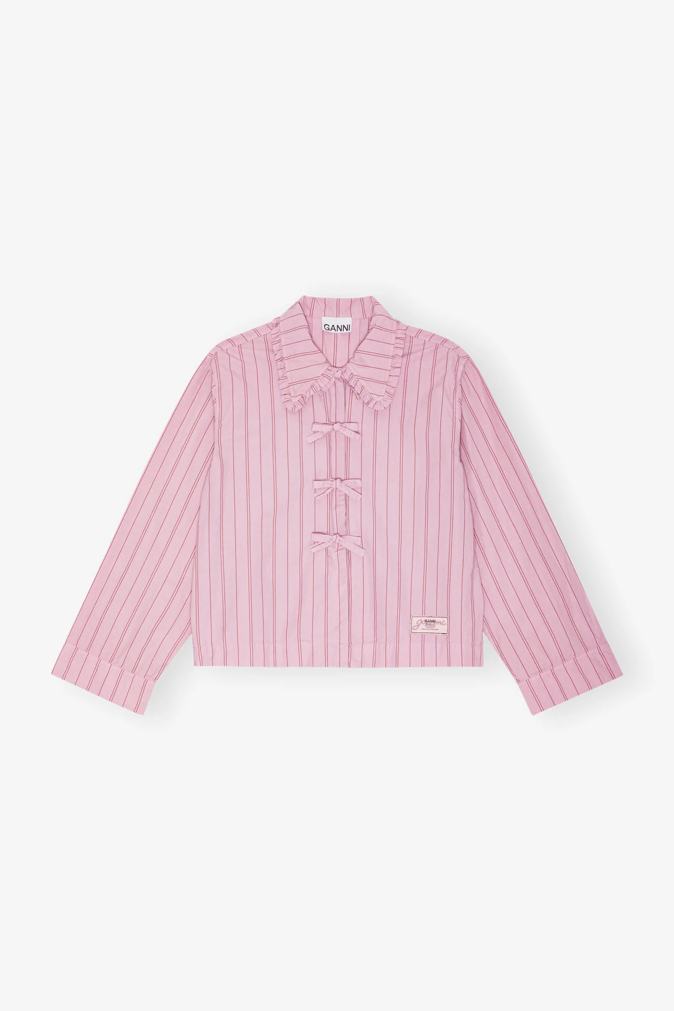 Stripe Cotton Pyjama Shirt | Lilac Sachet