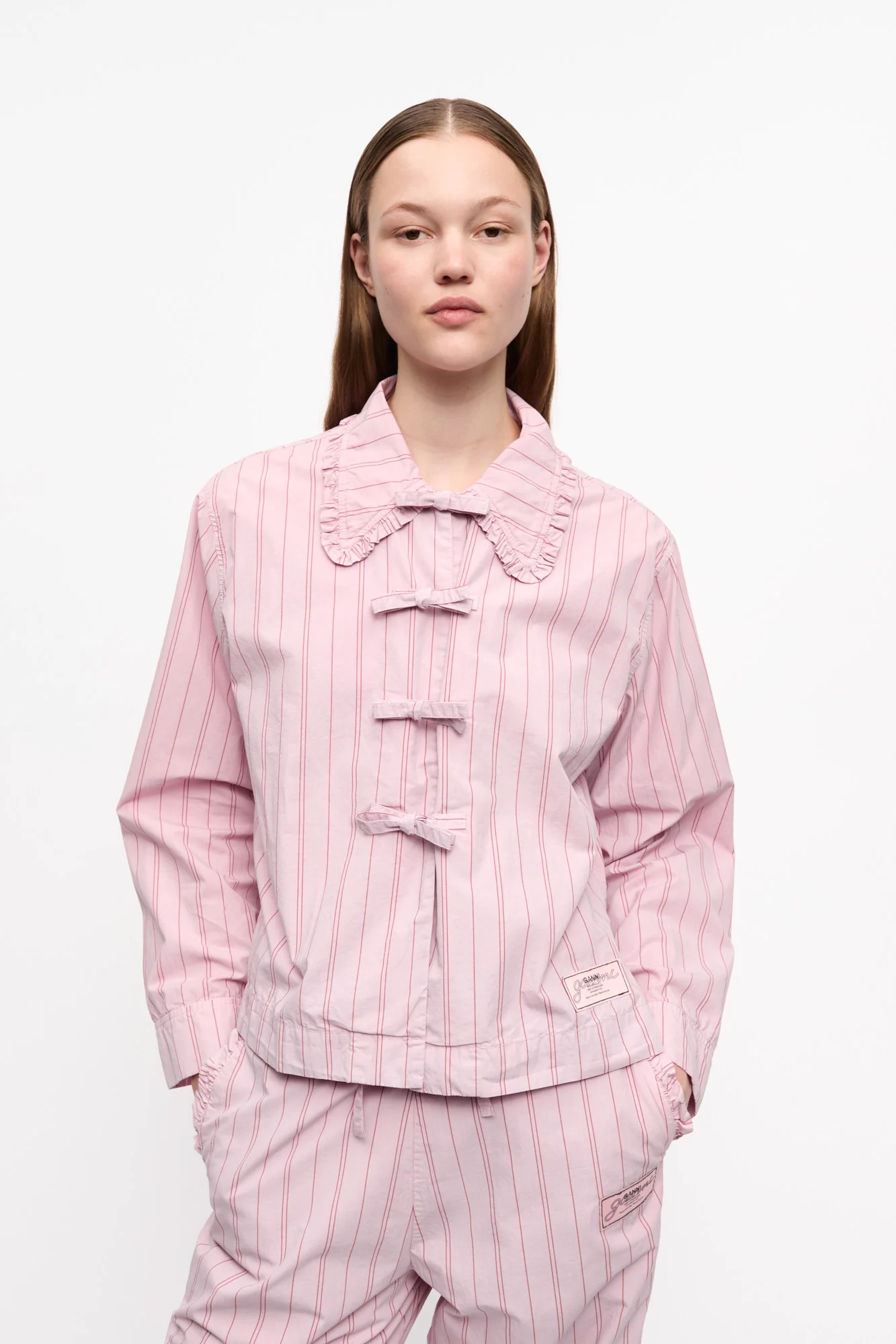 Stripe Cotton Pyjama Shirt | Lilac Sachet - Image 3