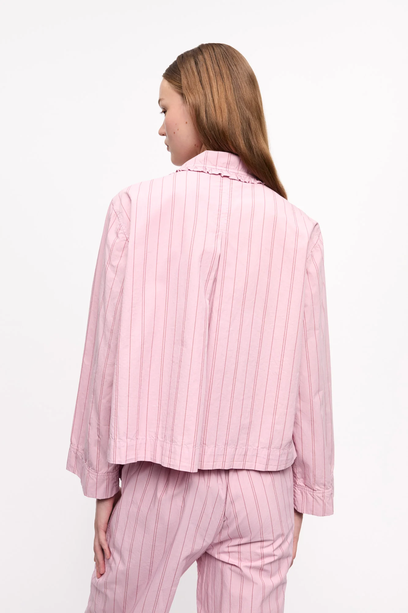 Stripe Cotton Pyjama Shirt | Lilac Sachet - Image 4