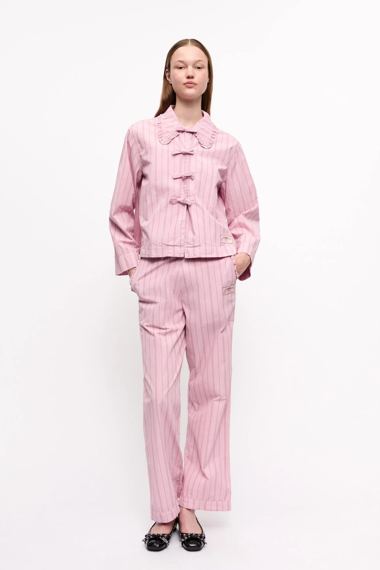 Stripe Cotton Pyjama Shirt | Lilac Sachet - Image 5