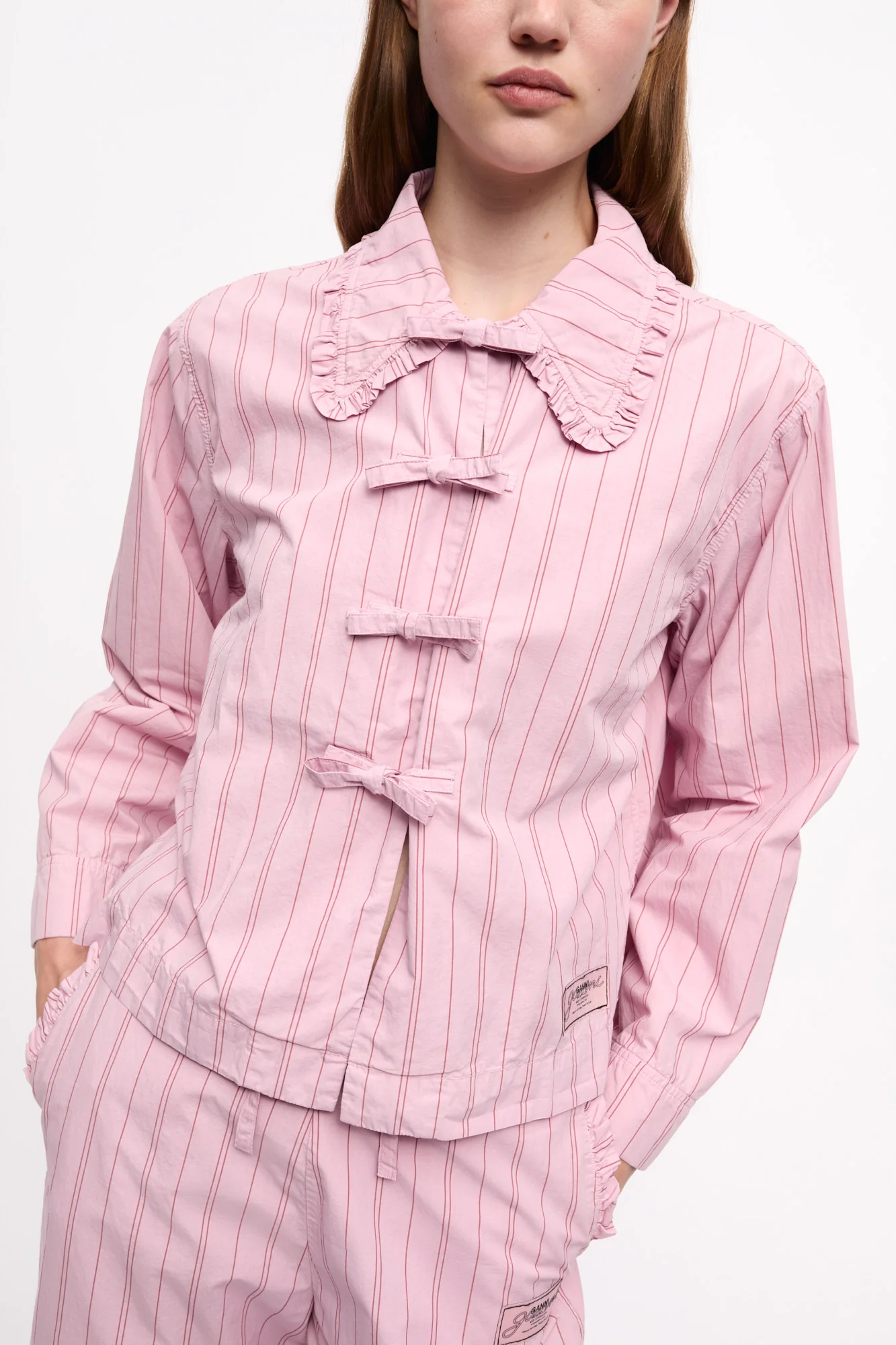 Stripe Cotton Pyjama Shirt | Lilac Sachet - Image 6
