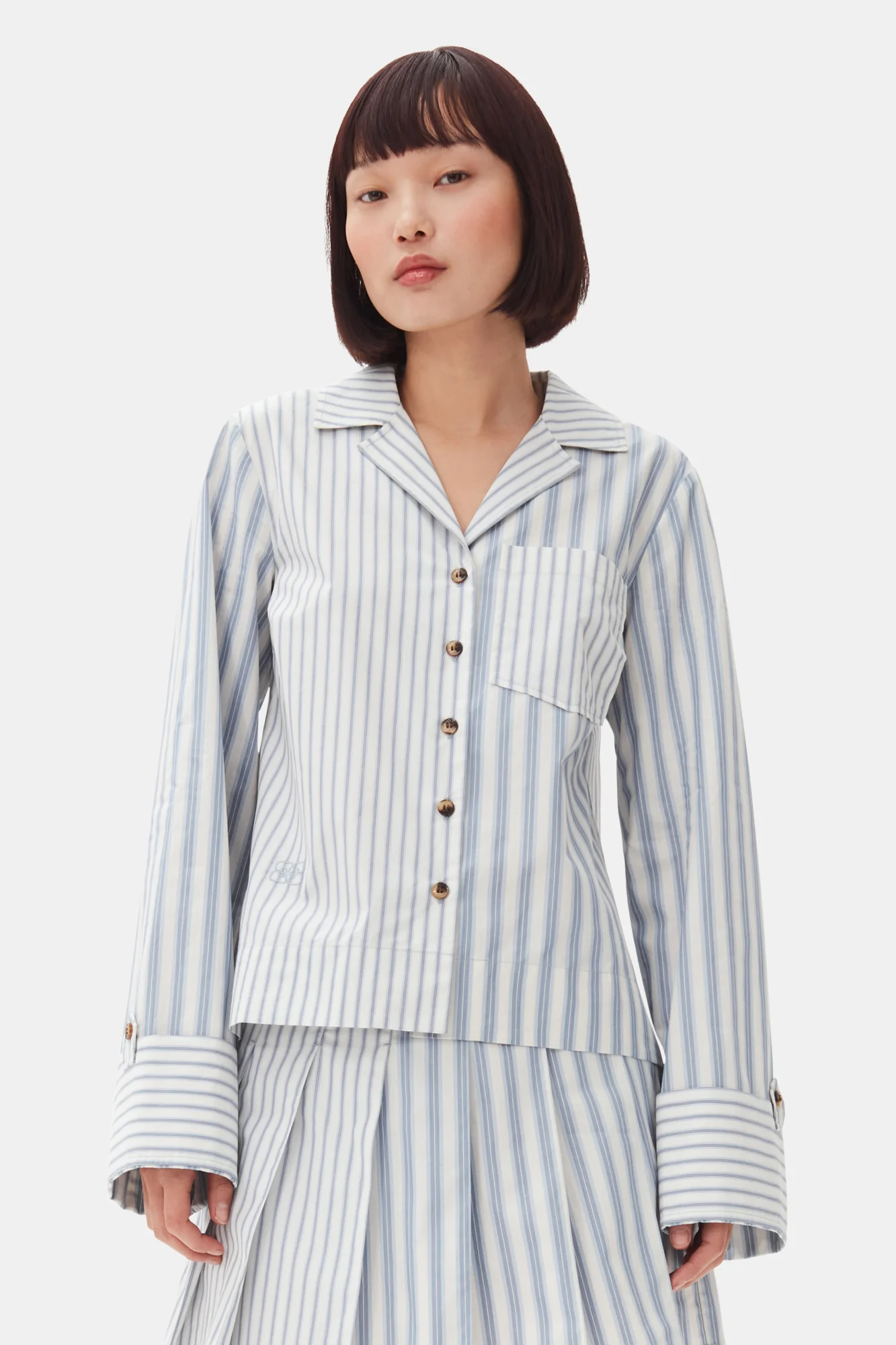 Stripe Cotton Shirt | Egret - Image 3