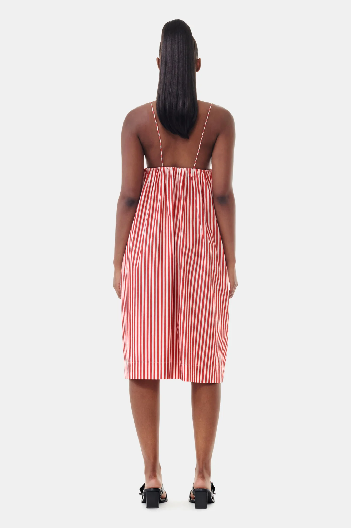 Stripe Cotton Strap Midi Dress | Barbados Cherry - Image 6
