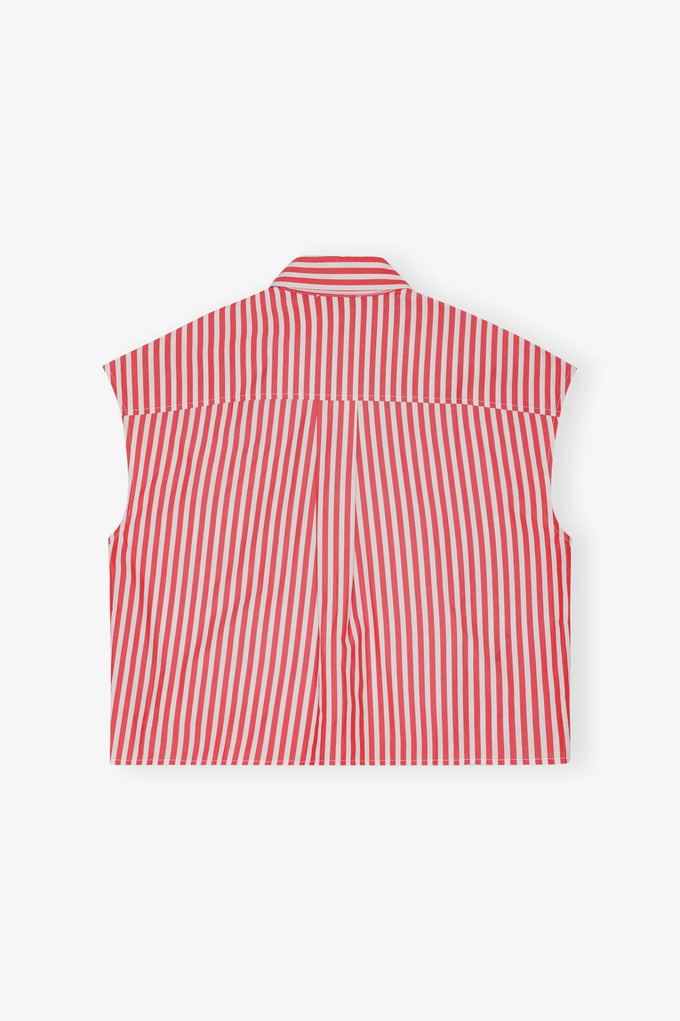 Stripe Cotton Tie Collar Shirt | Barbados Cherry - Image 2