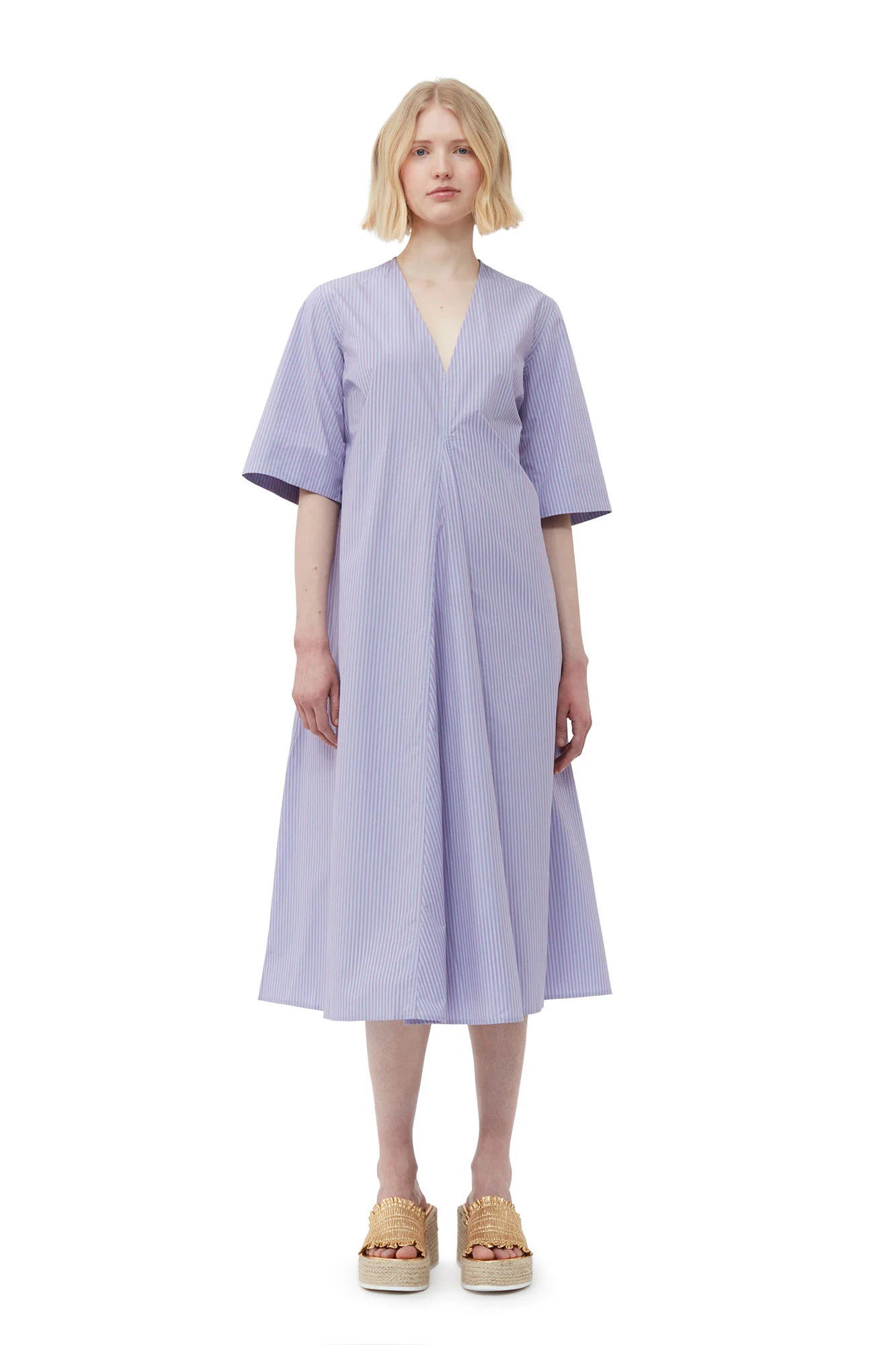 Stripe Cotton V-Neck Maxi Dress | Forever Blue - Image 3