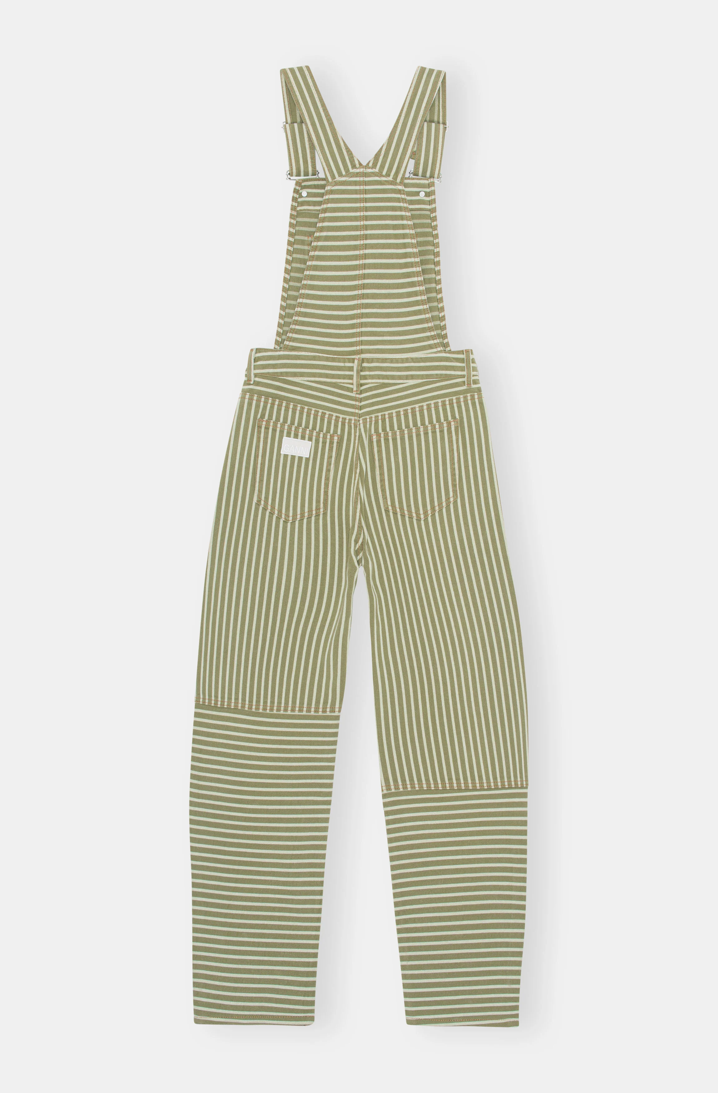 Stripe Denim Overalls | Stripe Loden Green - Image 2