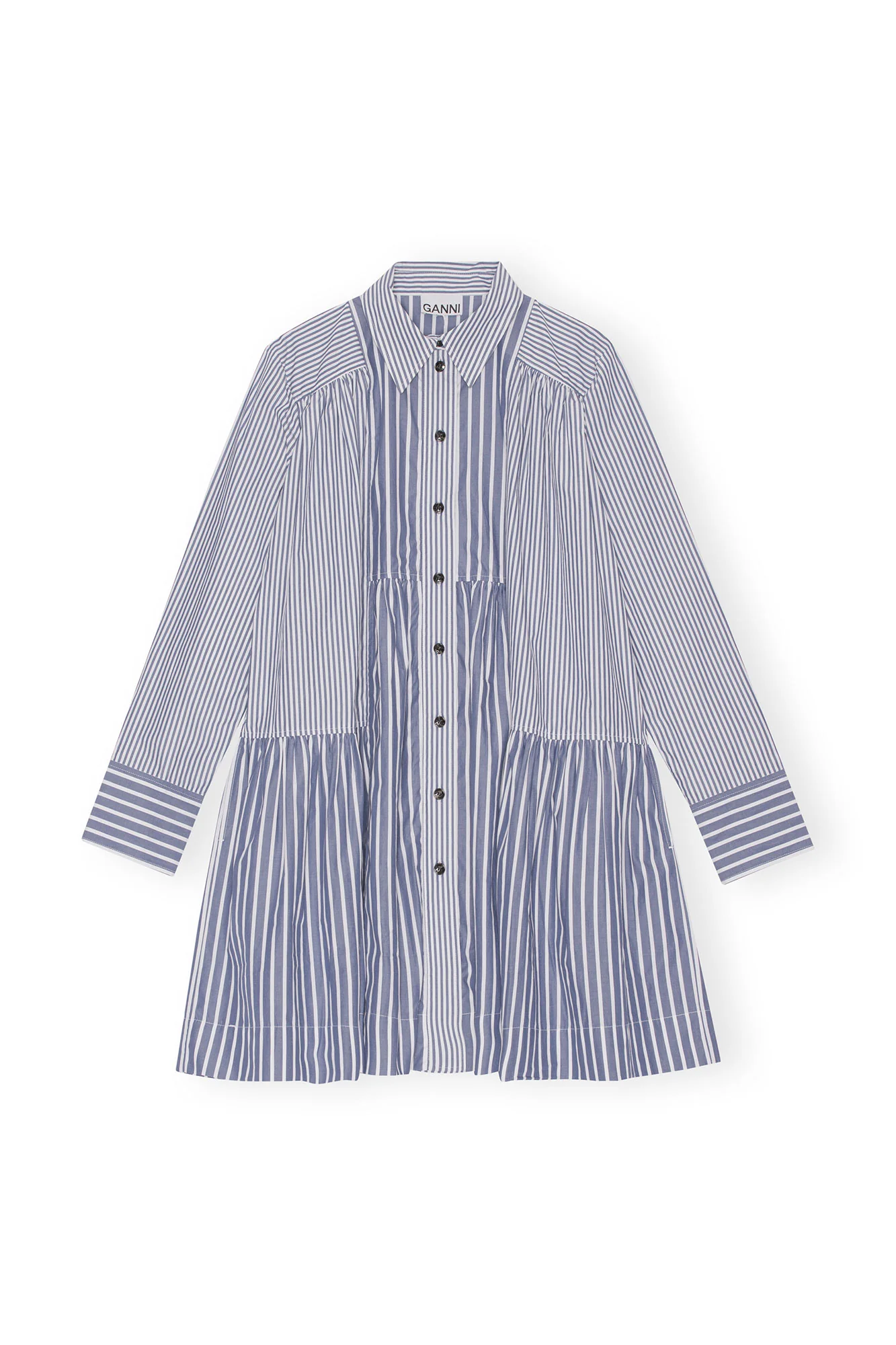 Stripe Mini Shirt Dress | Gray Blue