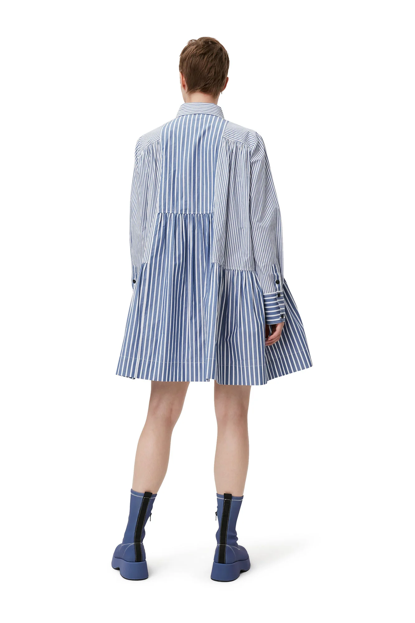 Stripe Mini Shirt Dress | Gray Blue - Image 5