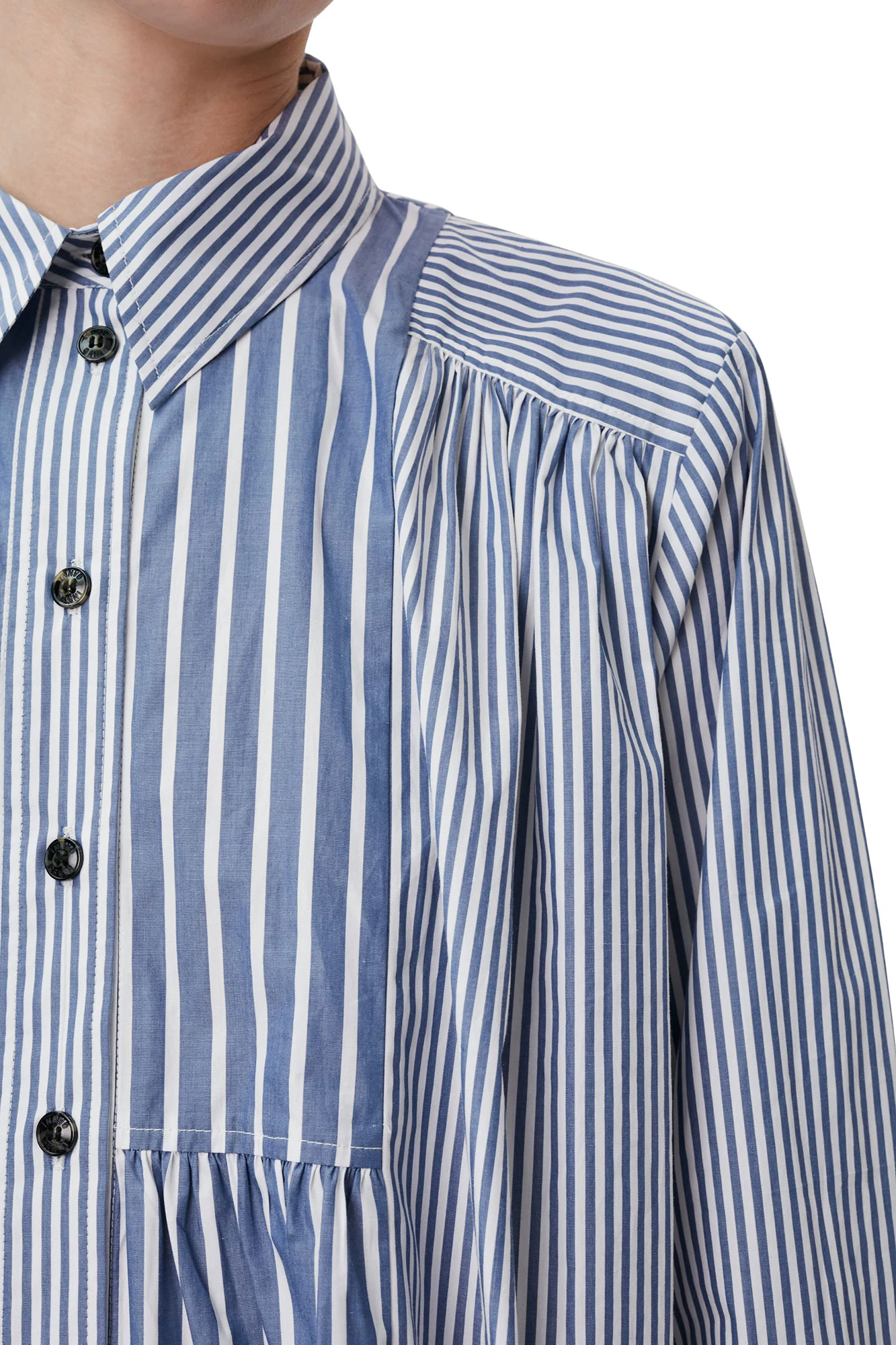 Stripe Mini Shirt Dress | Gray Blue - Image 7