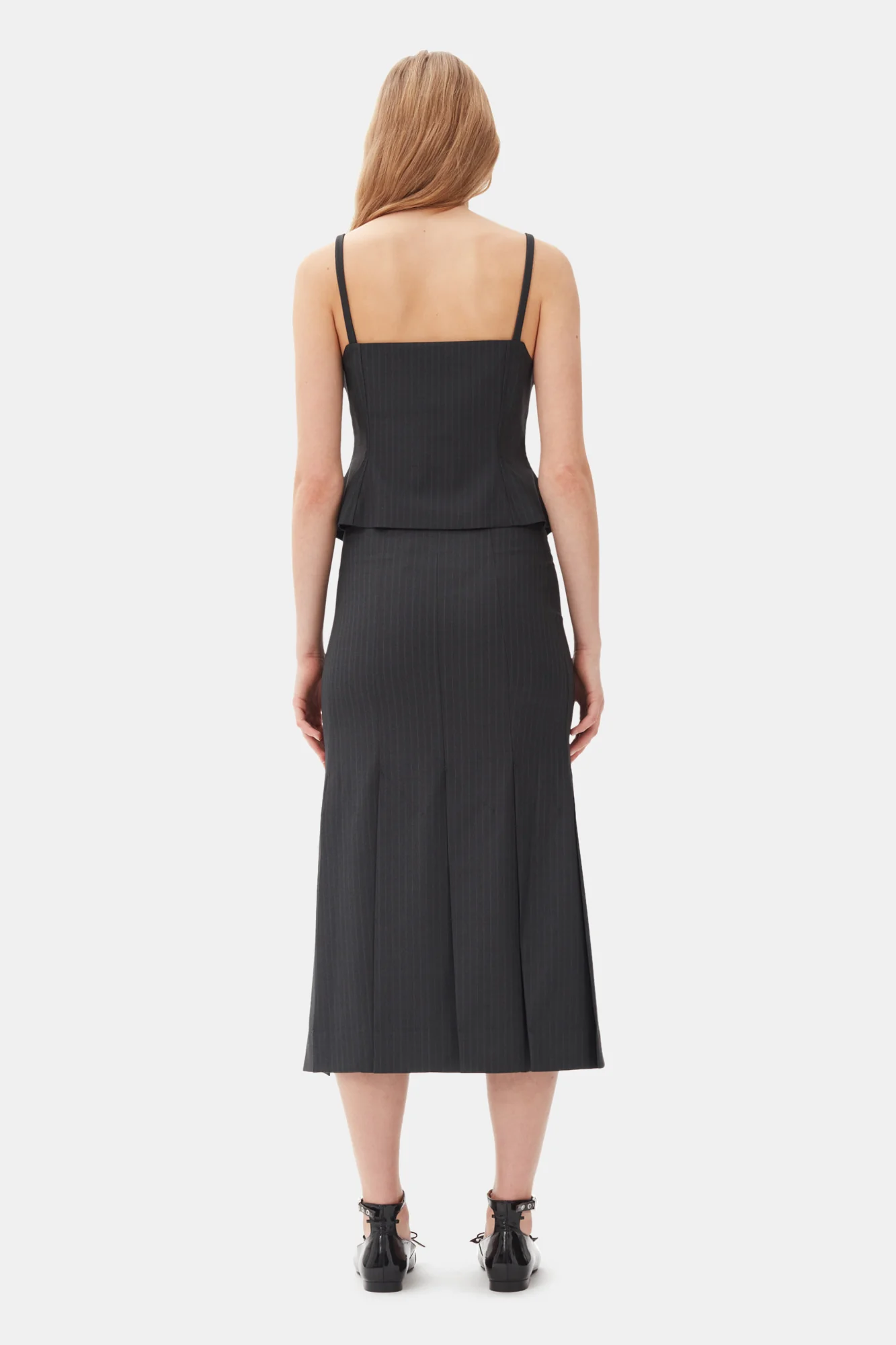 Stripe Suiting Midi Skirt | Phantom - Image 5