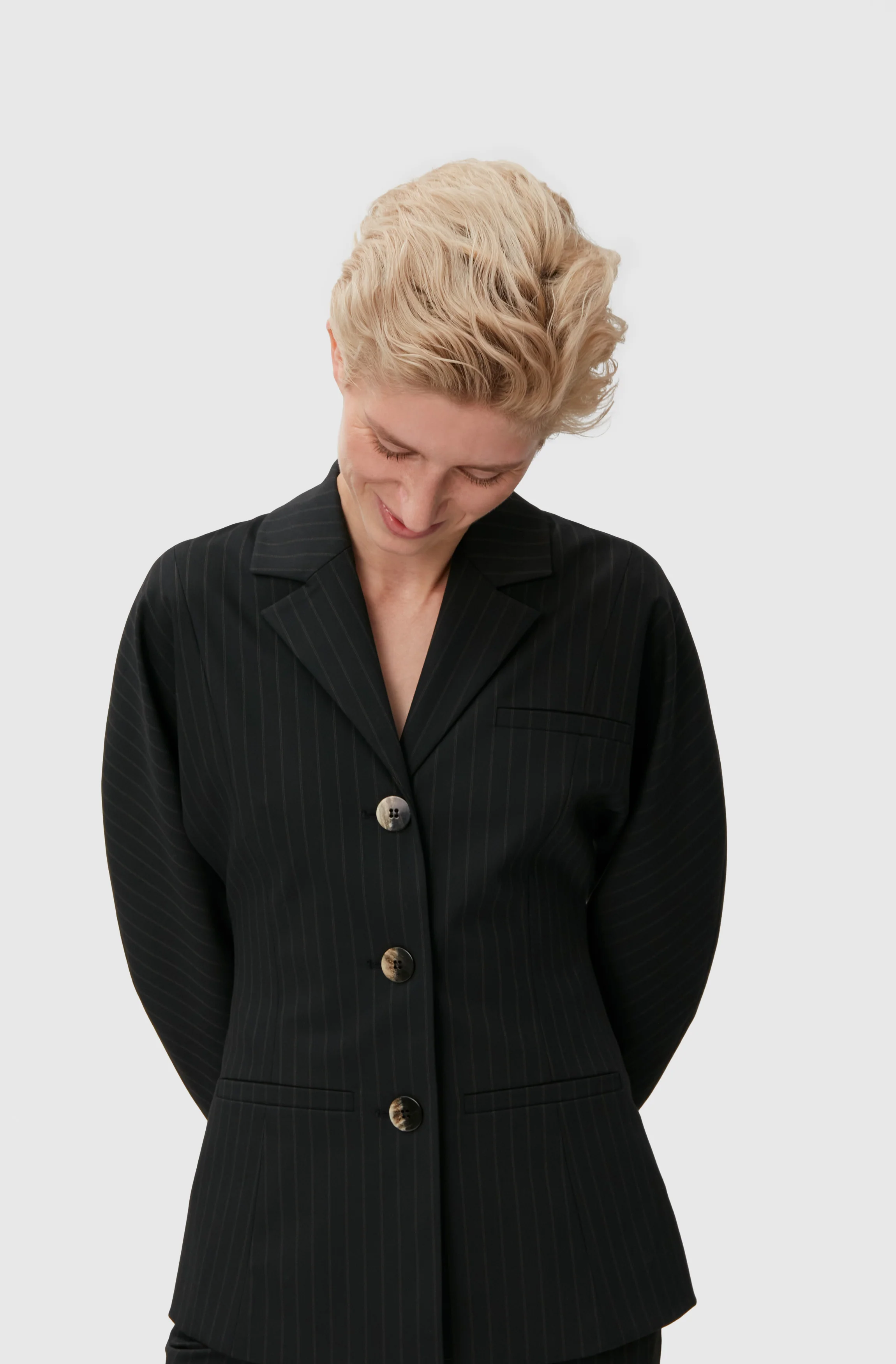 Striped Blazer | Black - Image 6