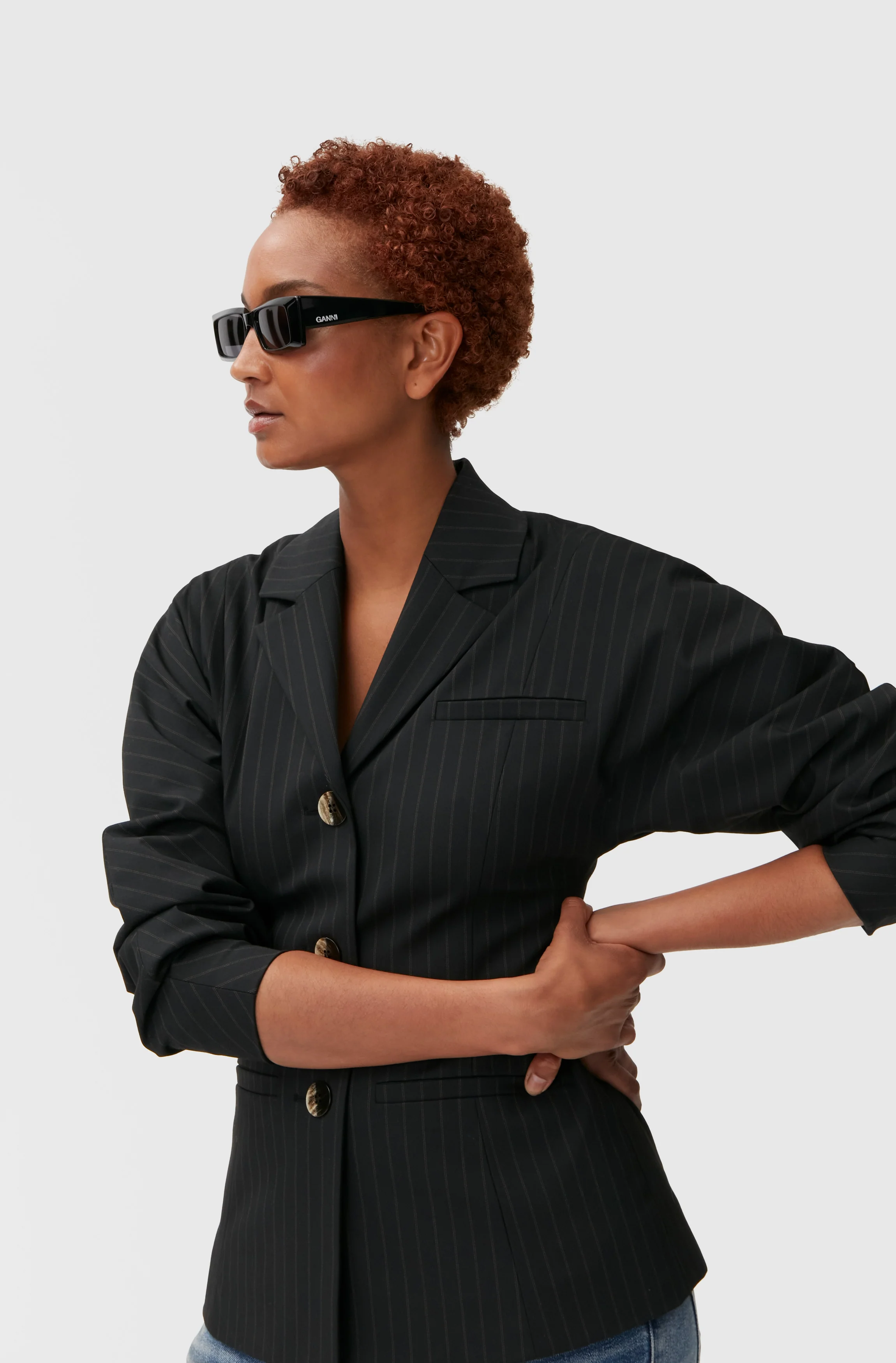 Striped Blazer | Black - Image 9
