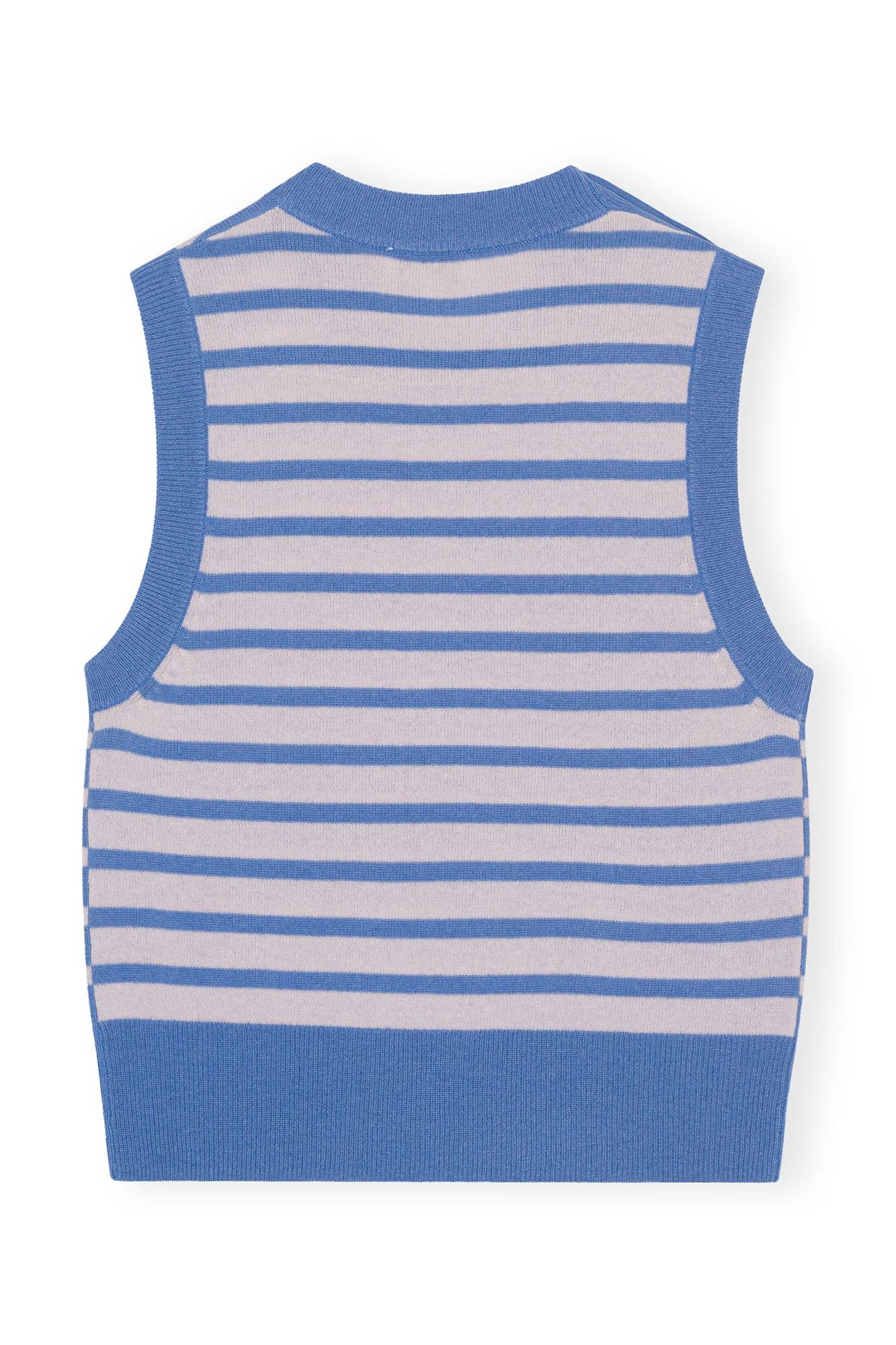Striped Cashmere O-Neck Vest | Silver Lake Blue - Image 2
