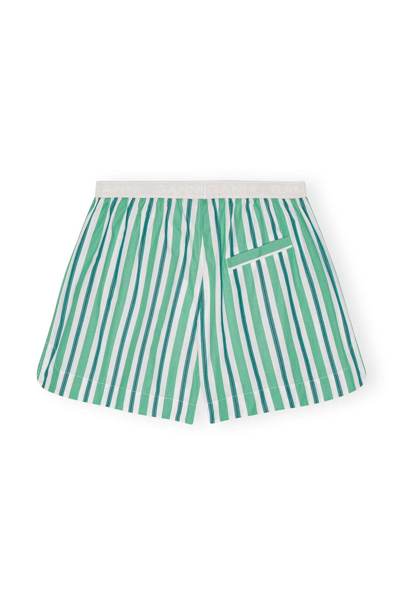 Striped Cotton Elasticated Shorts | Creme de Menthe - Image 2