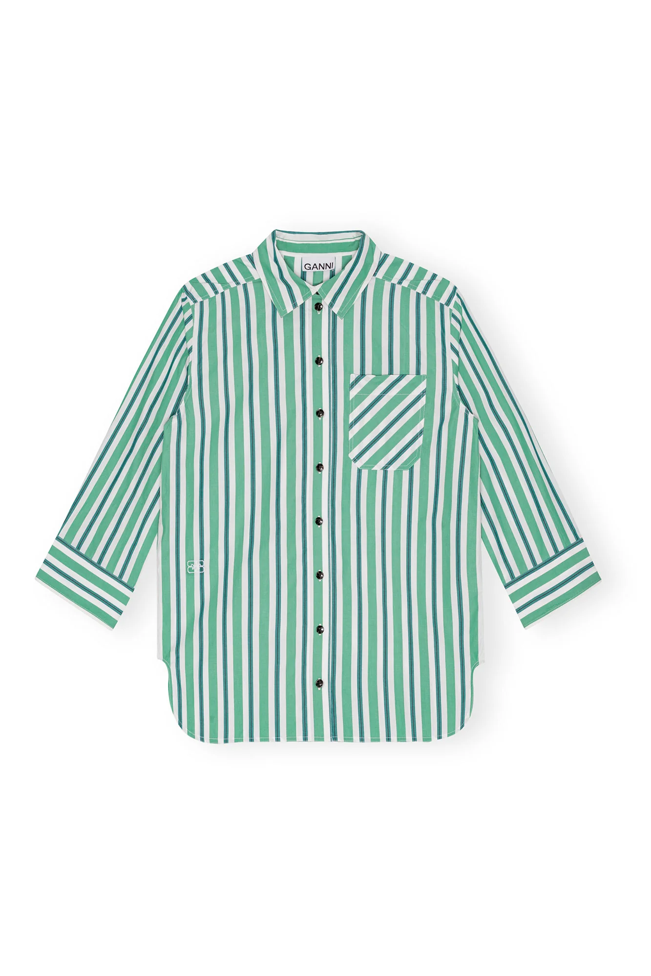 Striped Cotton Oversized Shirt | Creme de Menthe