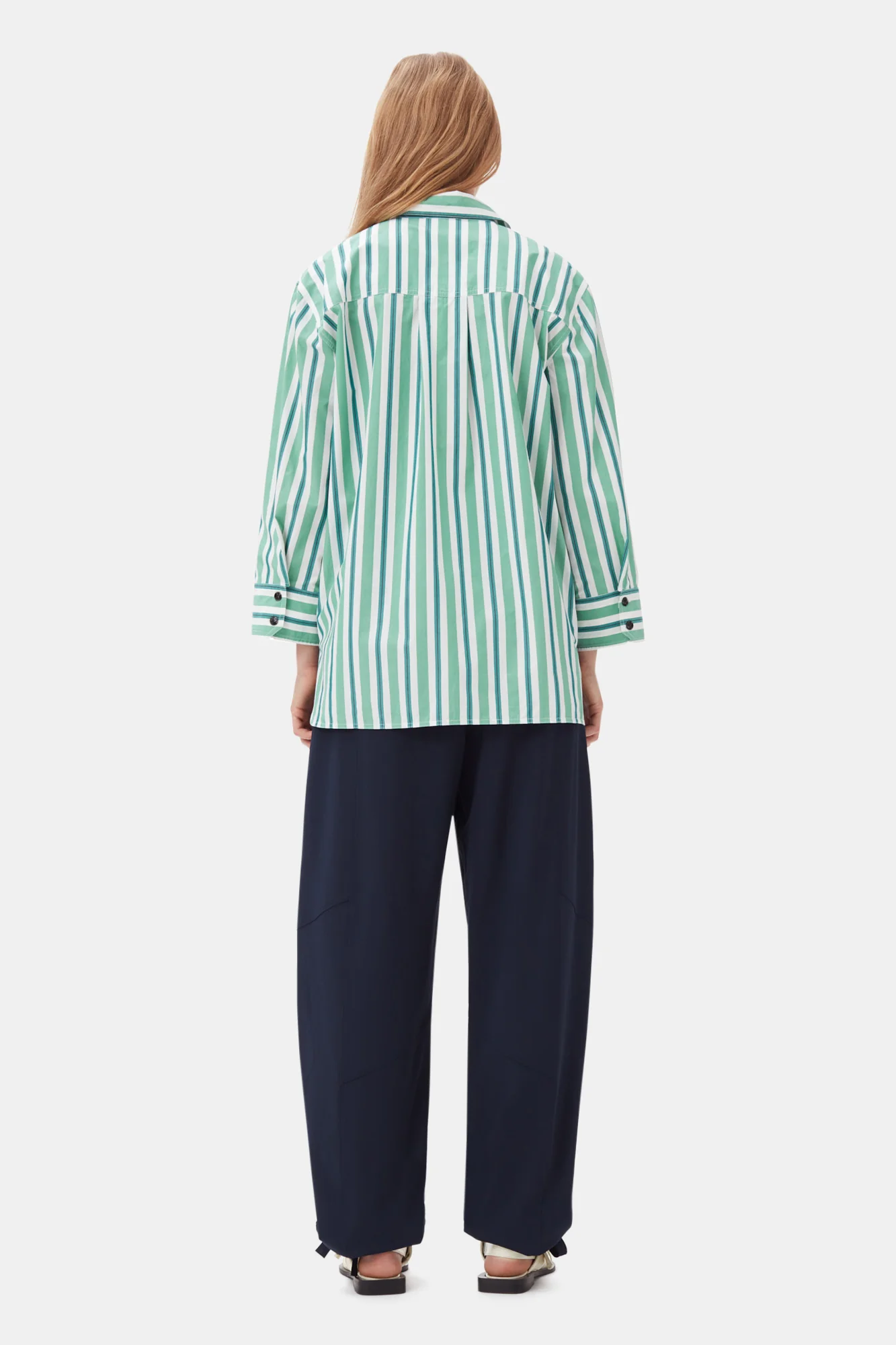 Striped Cotton Oversized Shirt | Creme de Menthe - Image 6