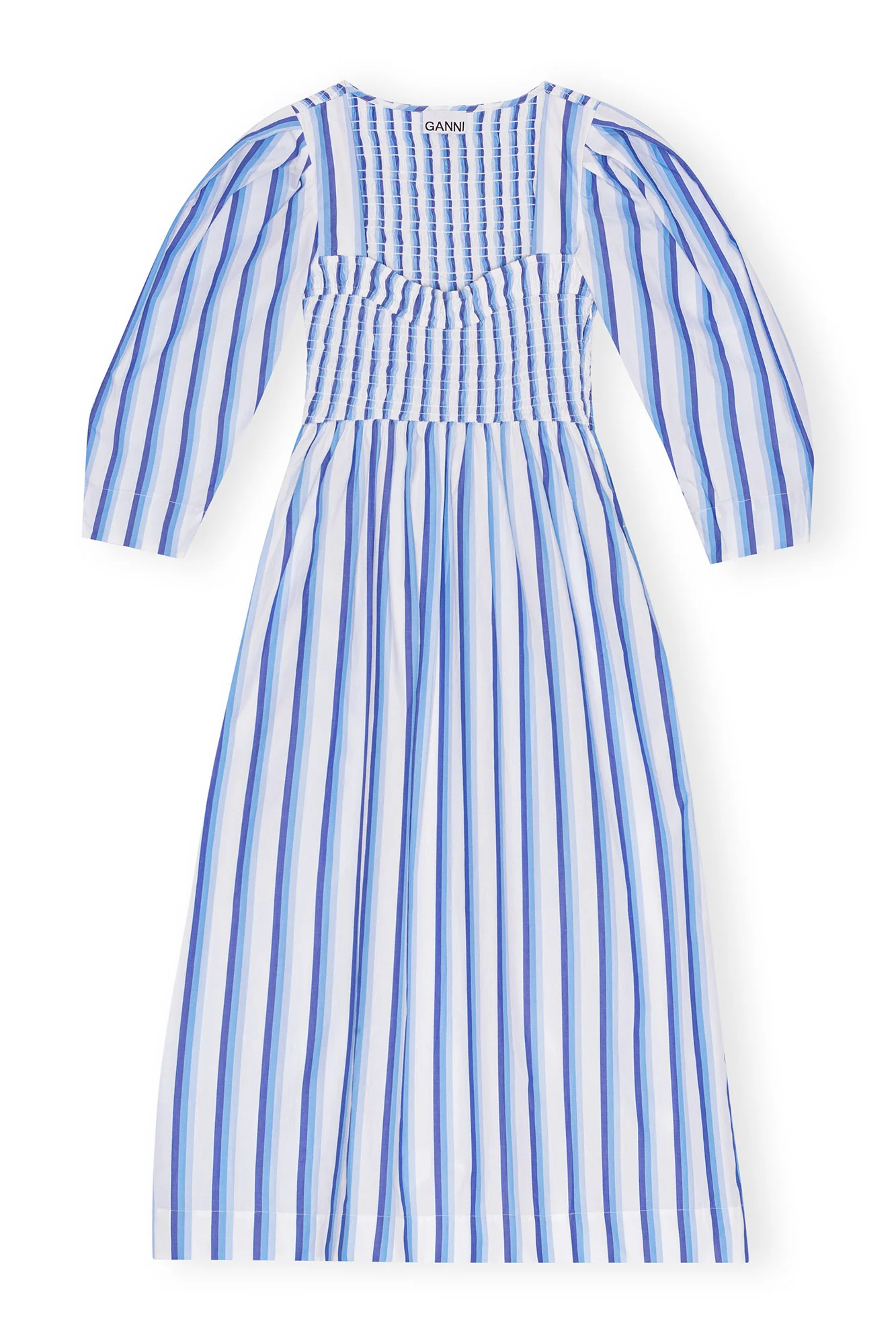 Striped Cotton Smock Long Dress | Silver Lake Blue