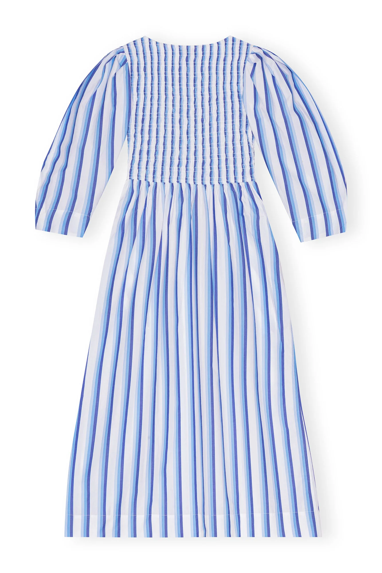 Striped Cotton Smock Long Dress | Silver Lake Blue - Image 2