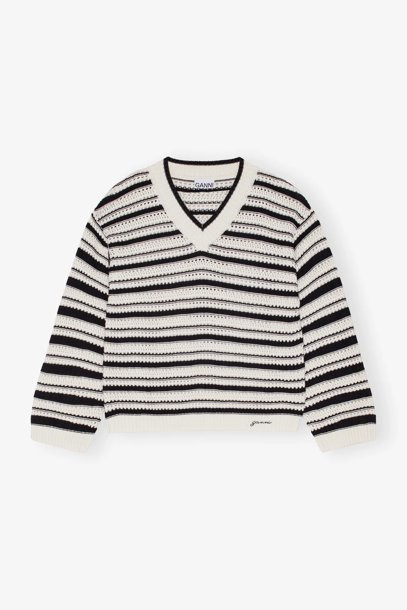 Striped Cotton V-Neck Jumper | Multicolor