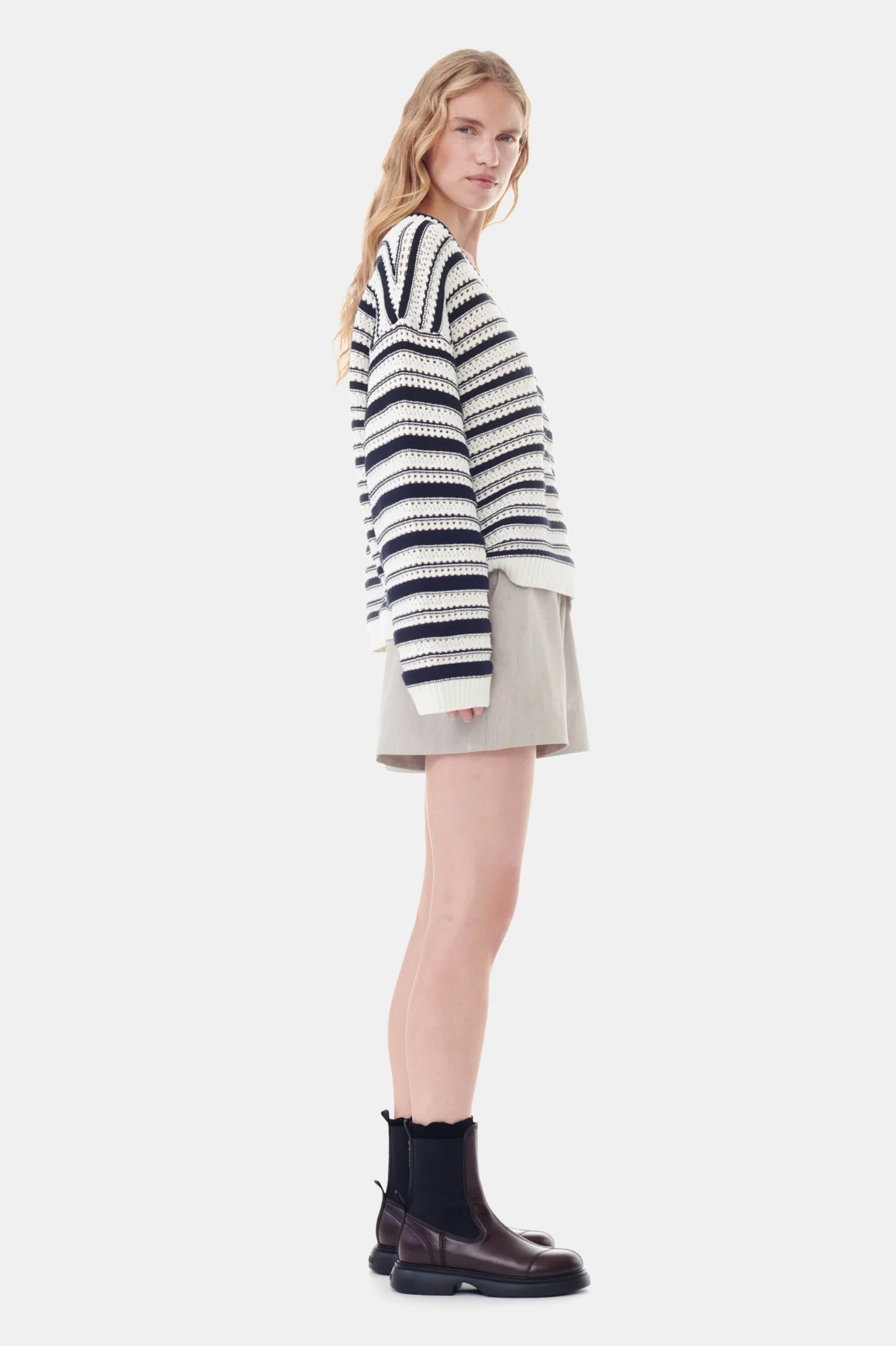 Striped Cotton V-Neck Jumper | Multicolor - Image 5