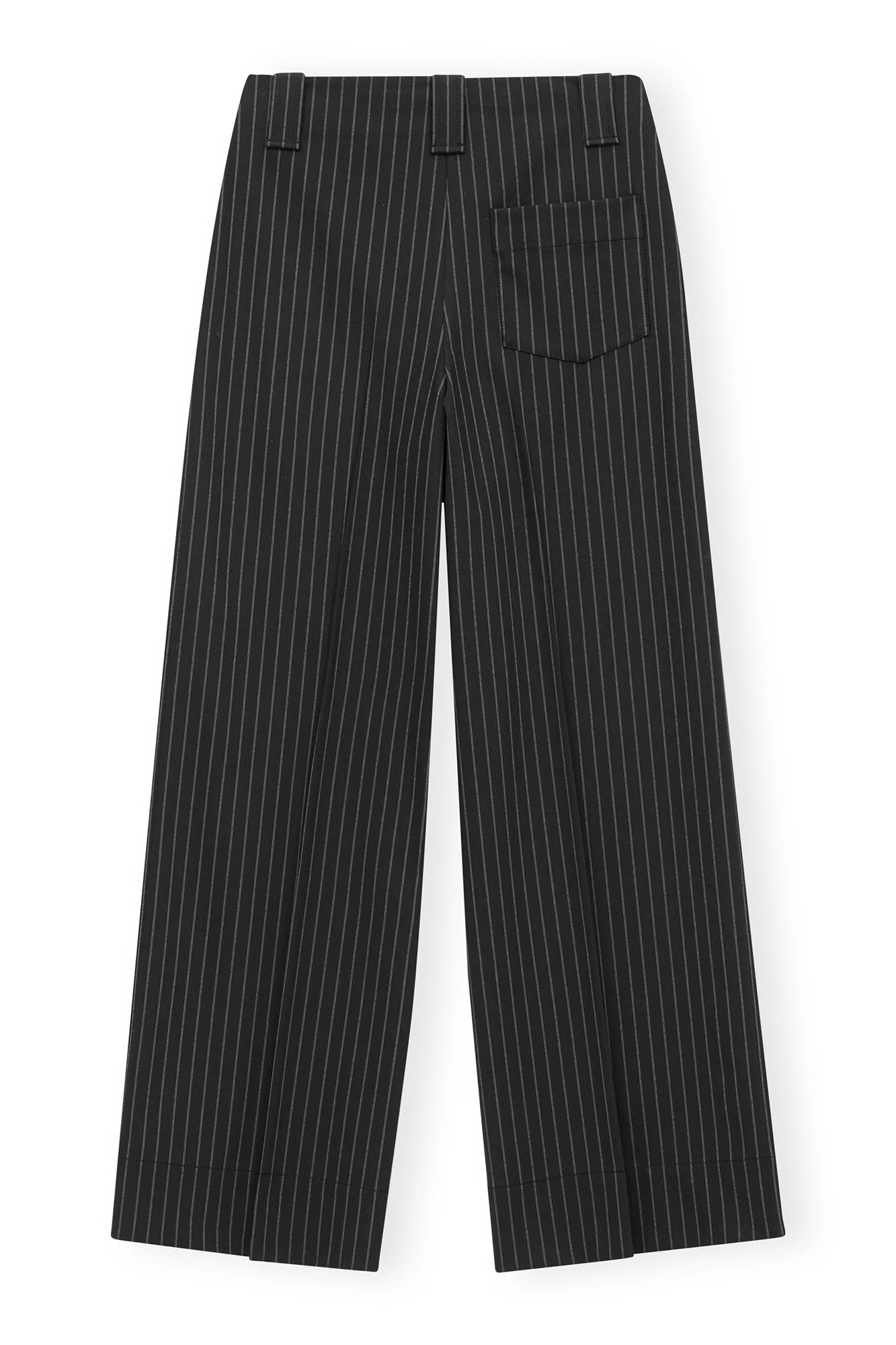 Striped High-Waisted Wide Trousers | Black - Image 2