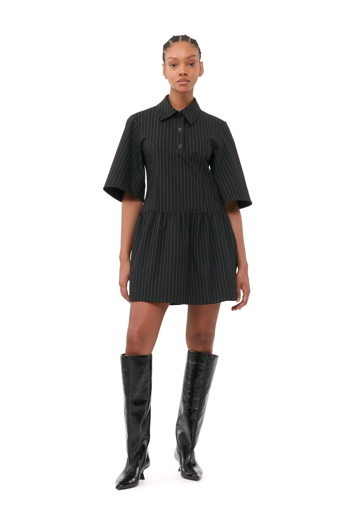 Striped Mini Dress | Black - Image 3