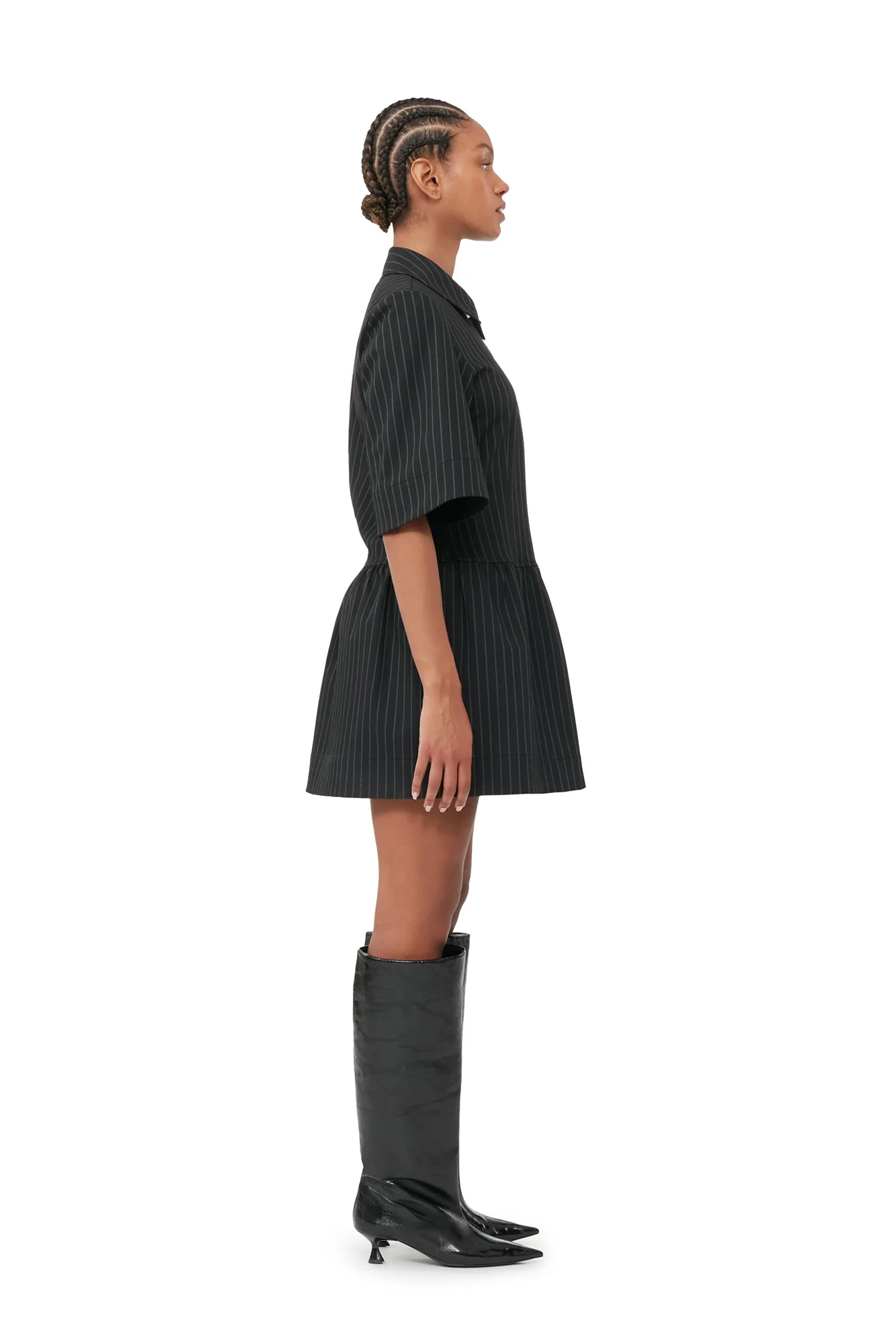 Striped Mini Dress | Black - Image 4