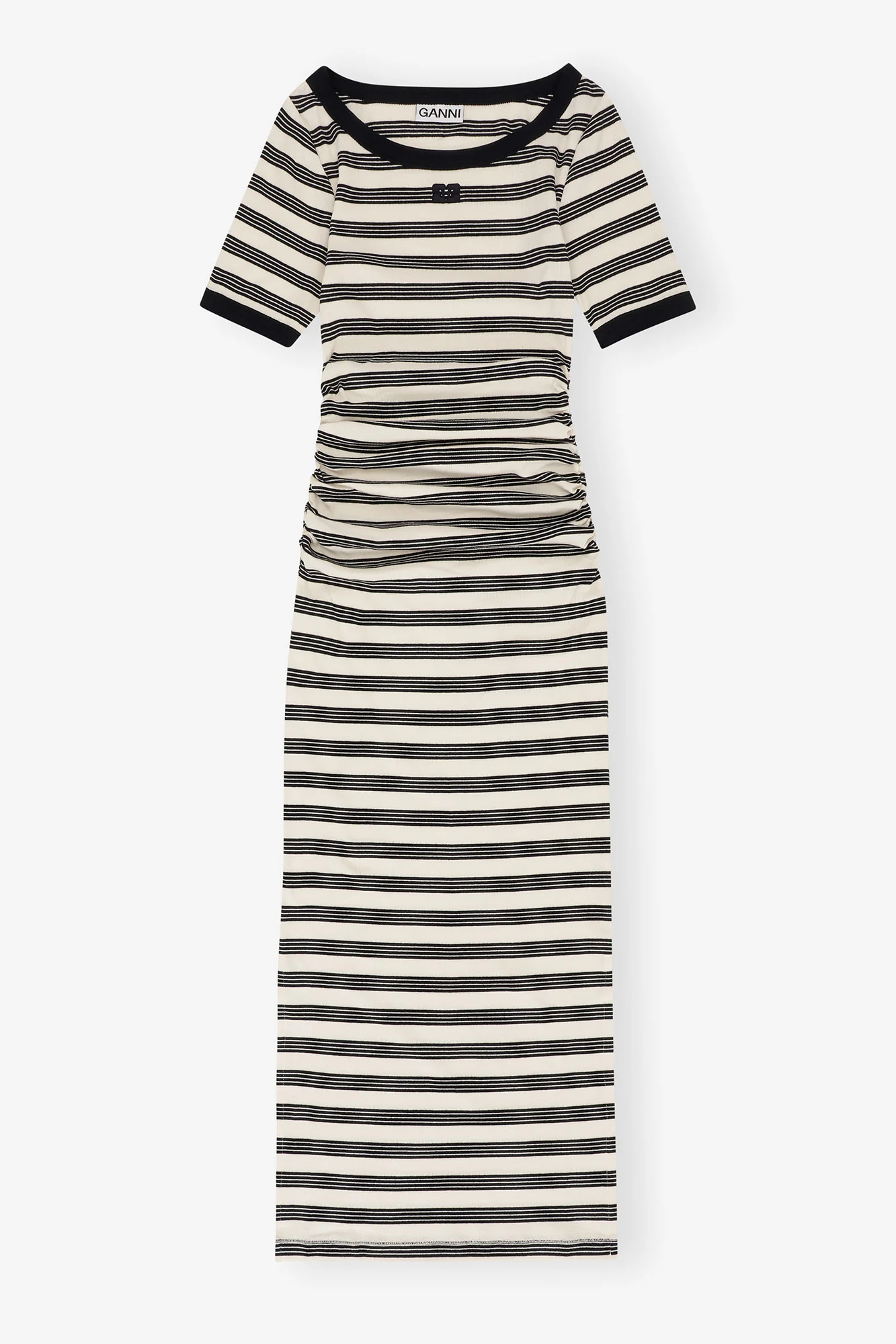 Striped Soft Cotton Rib Short Sleeve Dress | Sky Captain
