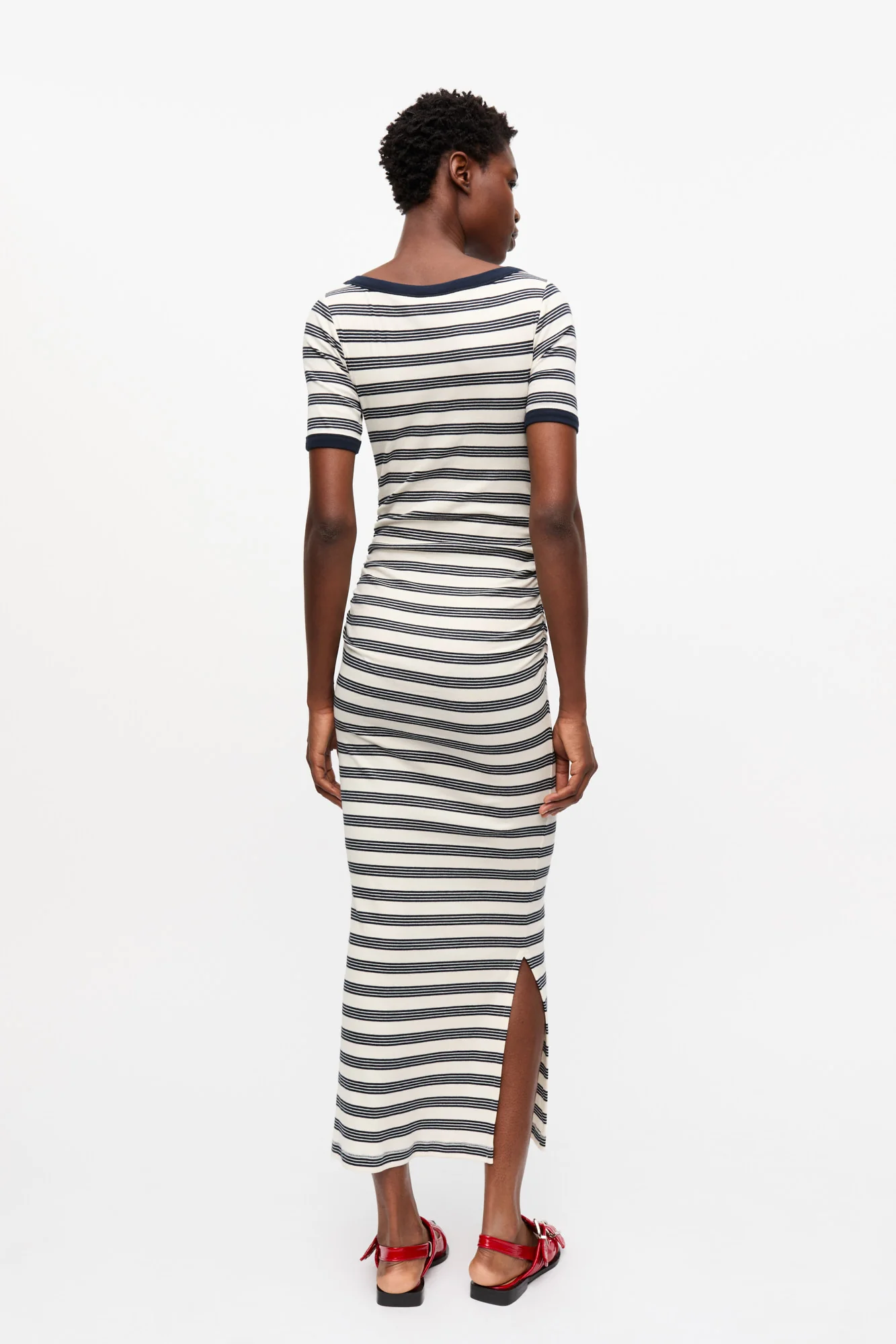 Striped Soft Cotton Rib Short Sleeve Dress | Sky Captain - Image 4