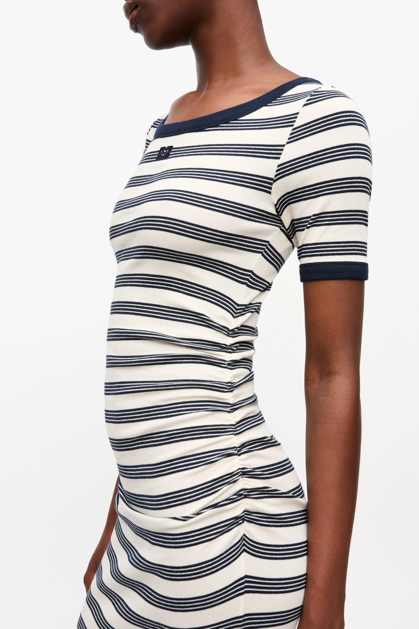 Striped Soft Cotton Rib Short Sleeve Dress | Sky Captain - Image 5