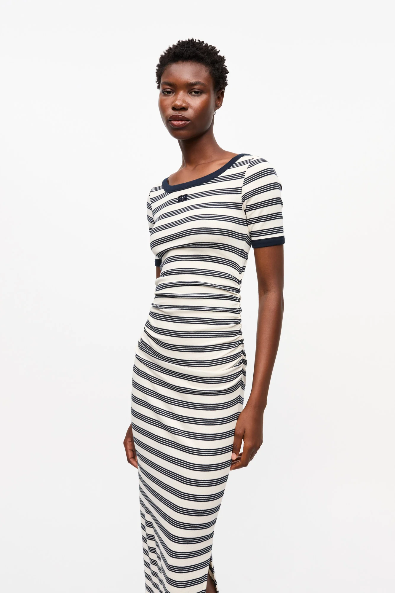 Striped Soft Cotton Rib Short Sleeve Dress | Sky Captain - Image 6