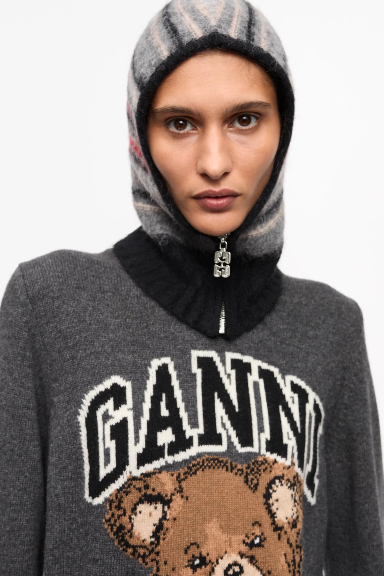 Striped Soft Wool Balaclava | Phantom - Image 3