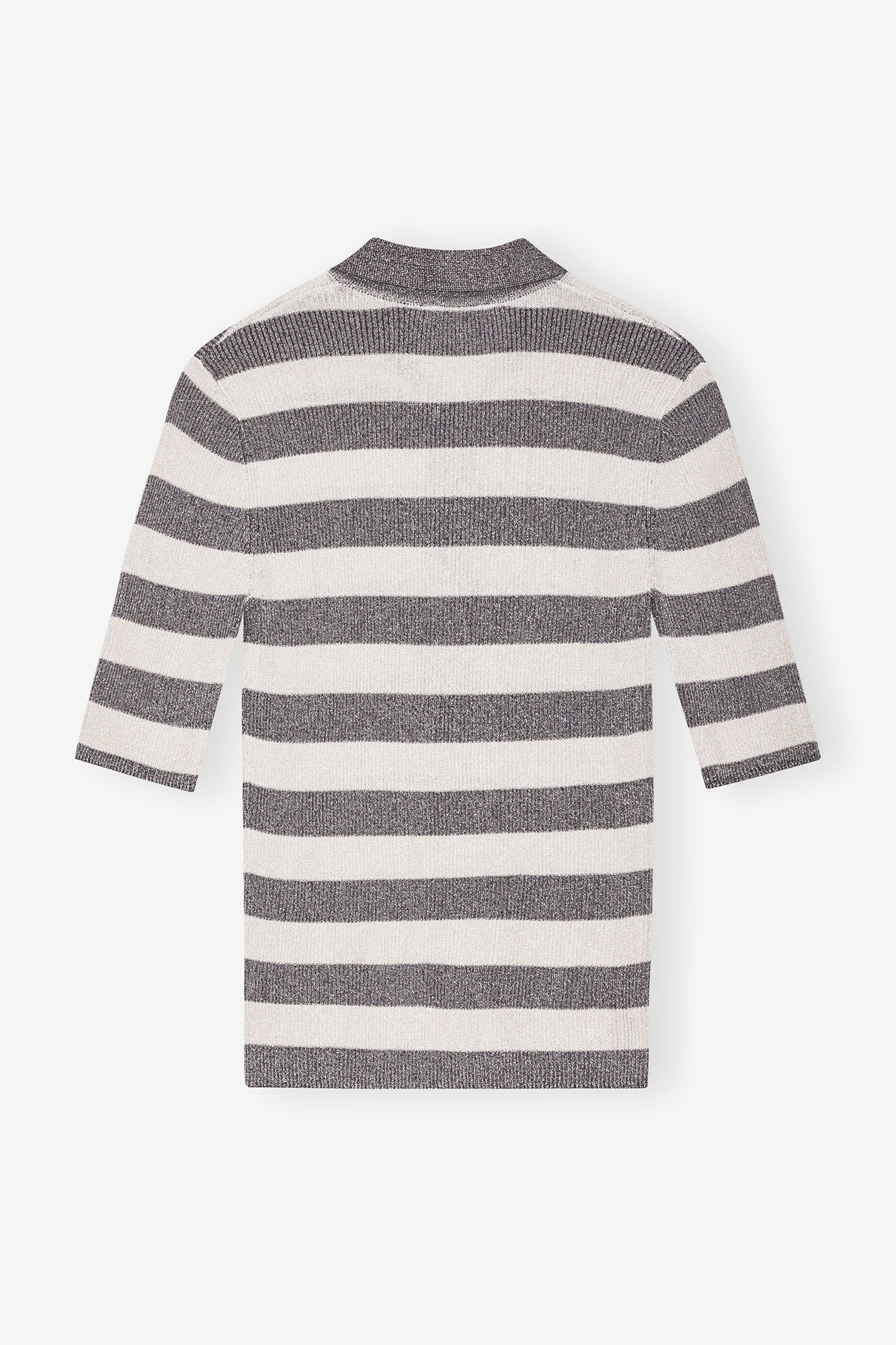 Striped Sparkle Rib Polo T-Shirt | Egret - Image 2