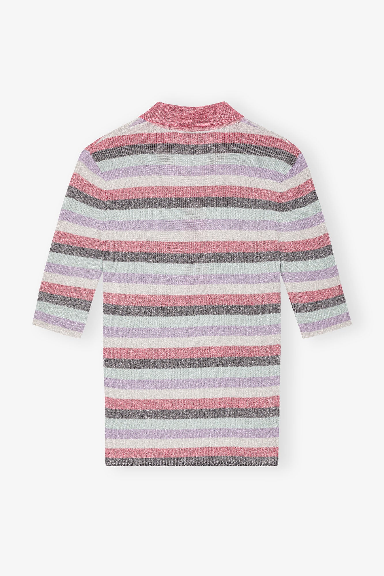 Striped Sparkle Rib Polo T-Shirt | Multicolor - Image 2