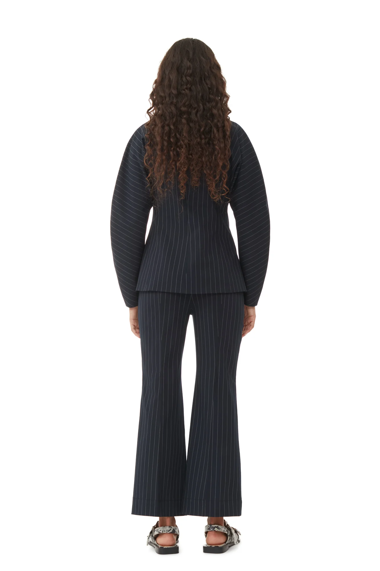 Striped Stretch Cropped Trousers | Sky Captain - Image 5