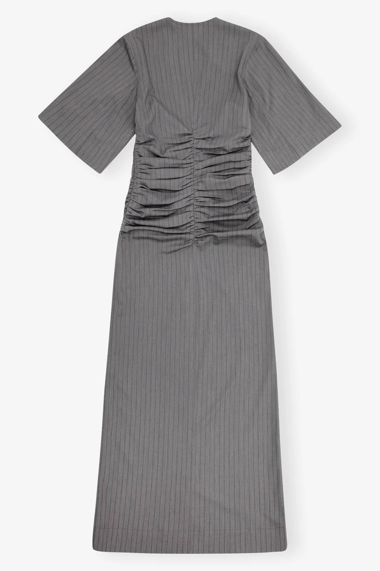 Striped Suiting V-Neck Fitted Dress | Mirage Gray - Image 2