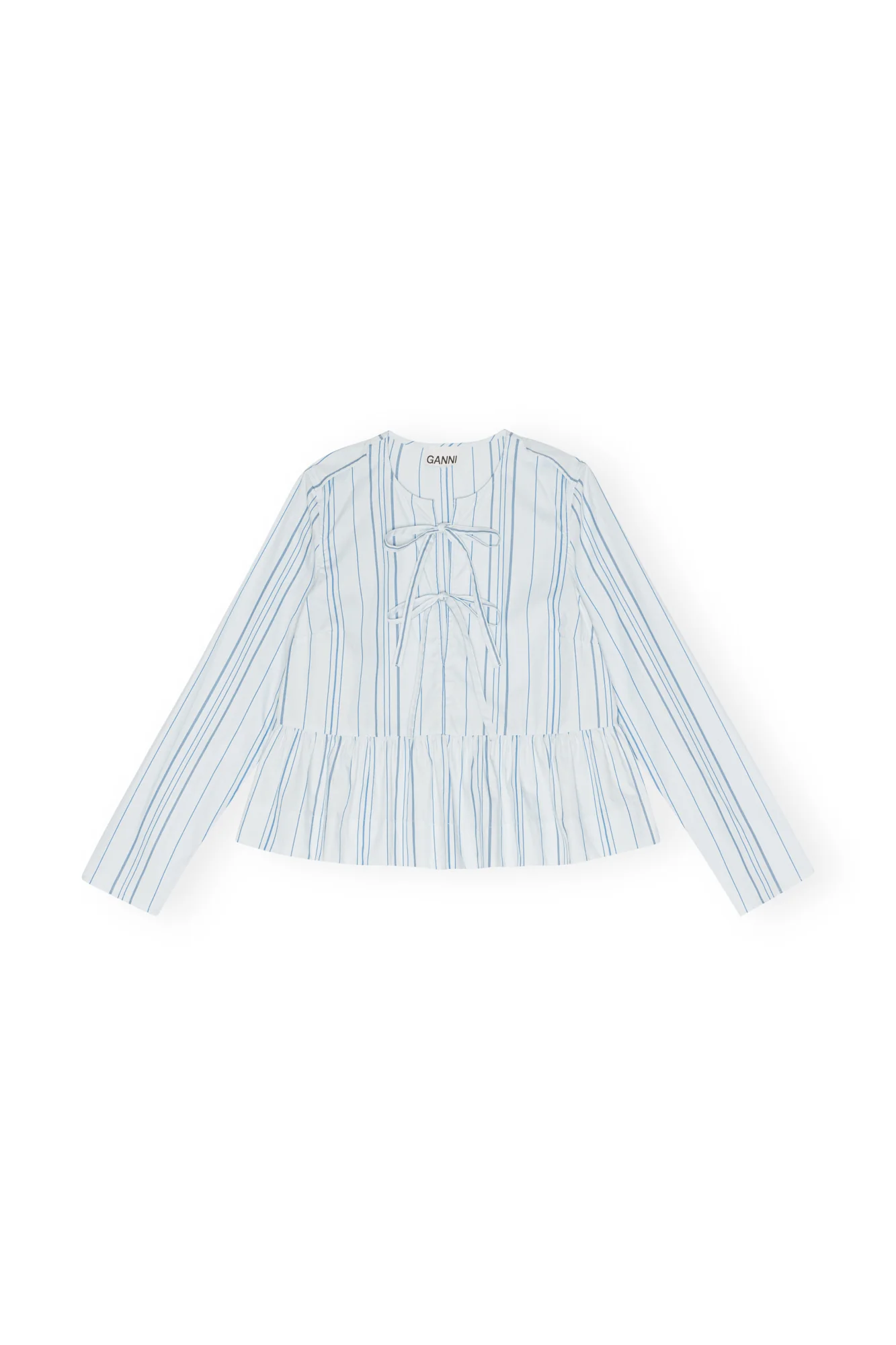 Striped Twill Peplum Blouse | Heather