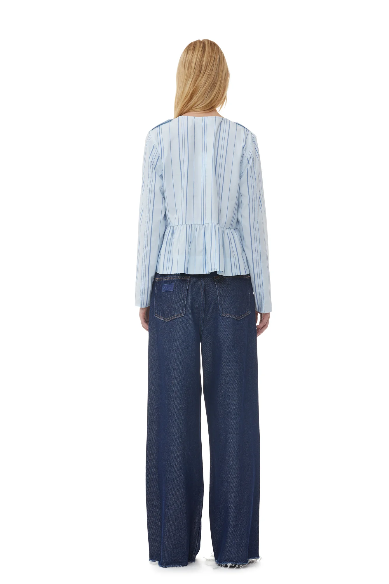 Striped Twill Peplum Blouse | Heather - Image 6