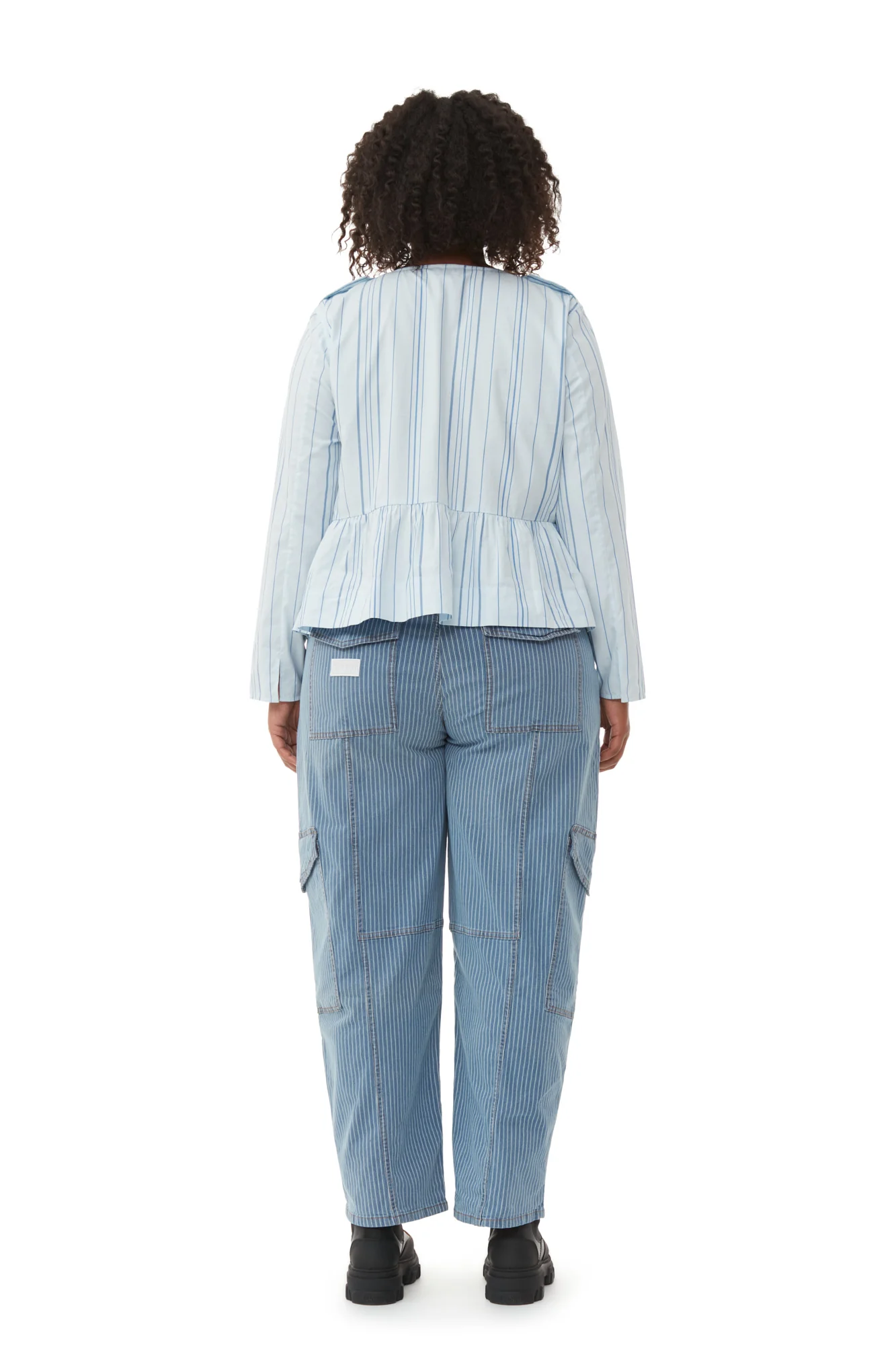 Striped Twill Peplum Blouse | Heather - Image 9