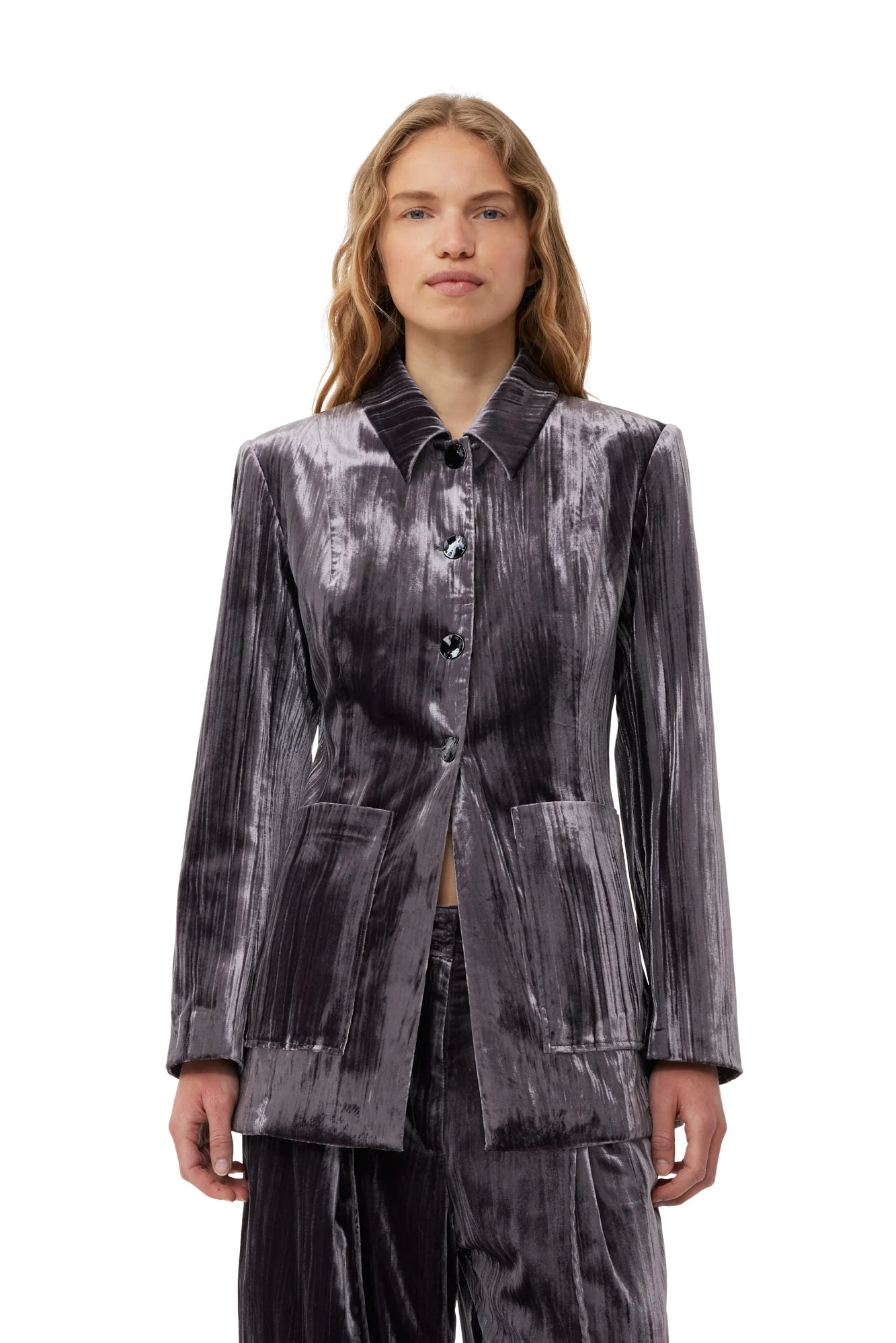 Striped Velvet Blazer | Phantom - Image 3