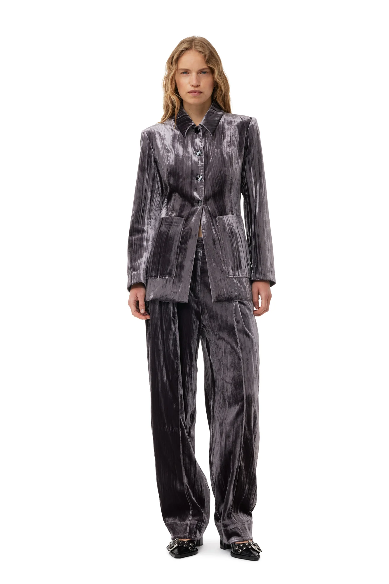 Striped Velvet Blazer | Phantom - Image 4