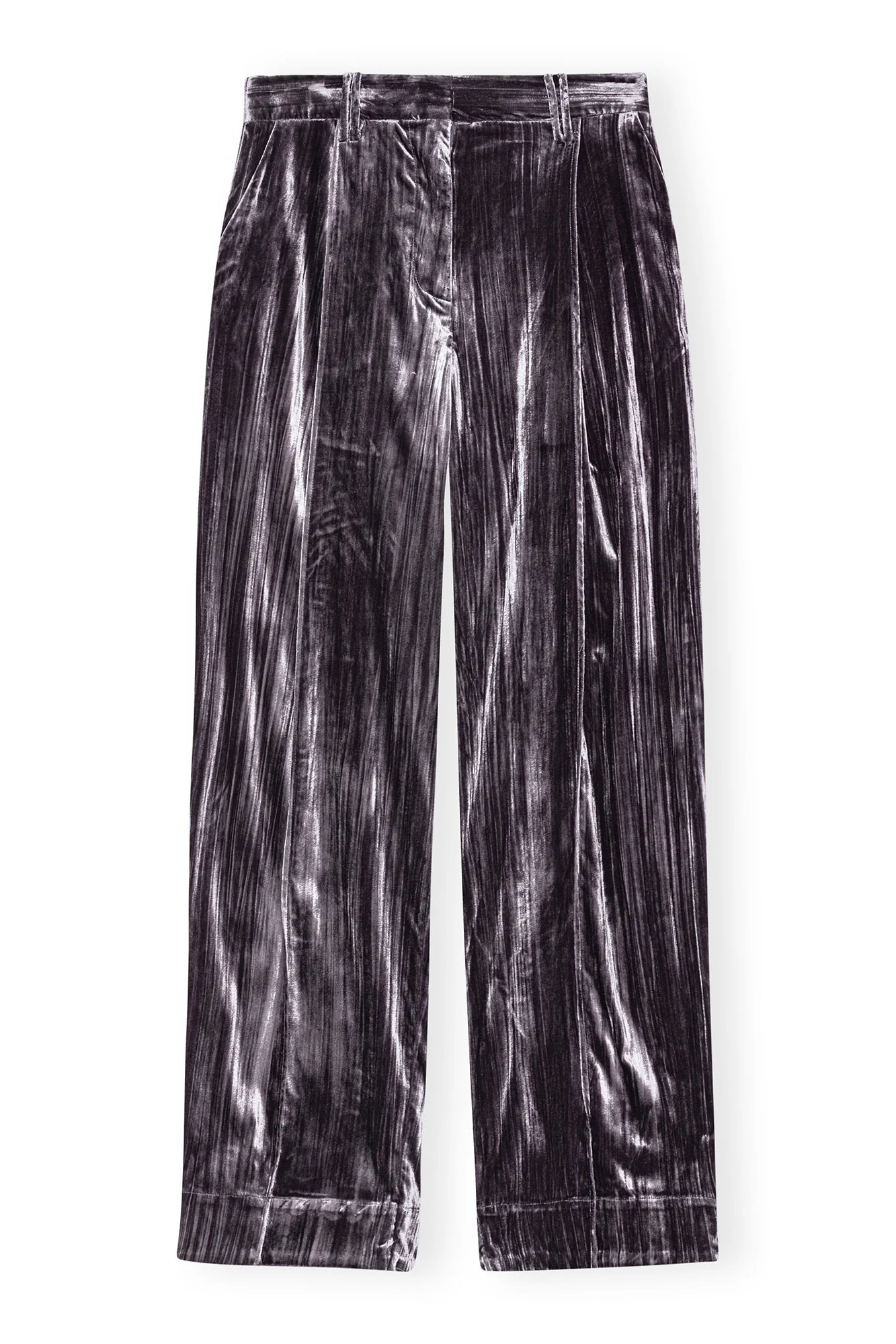 Striped Velvet Relaxed Pleated Trousers | Phantom