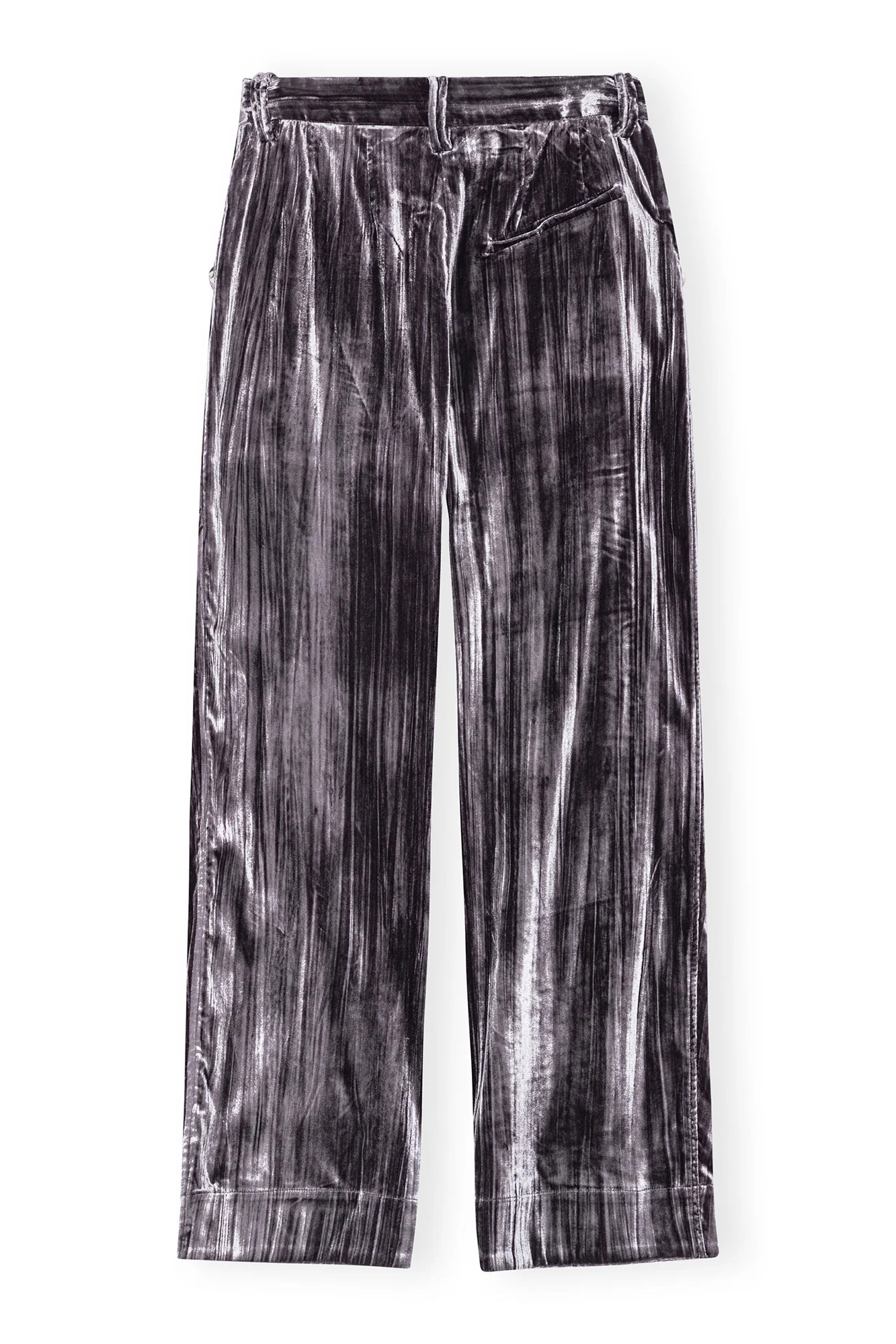Striped Velvet Relaxed Pleated Trousers | Phantom - Image 2