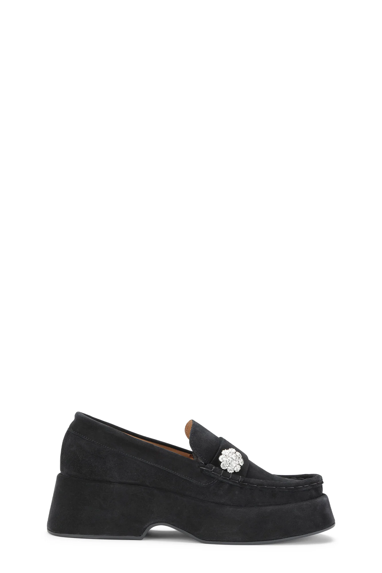 Suede Jewel Loafers | Black
