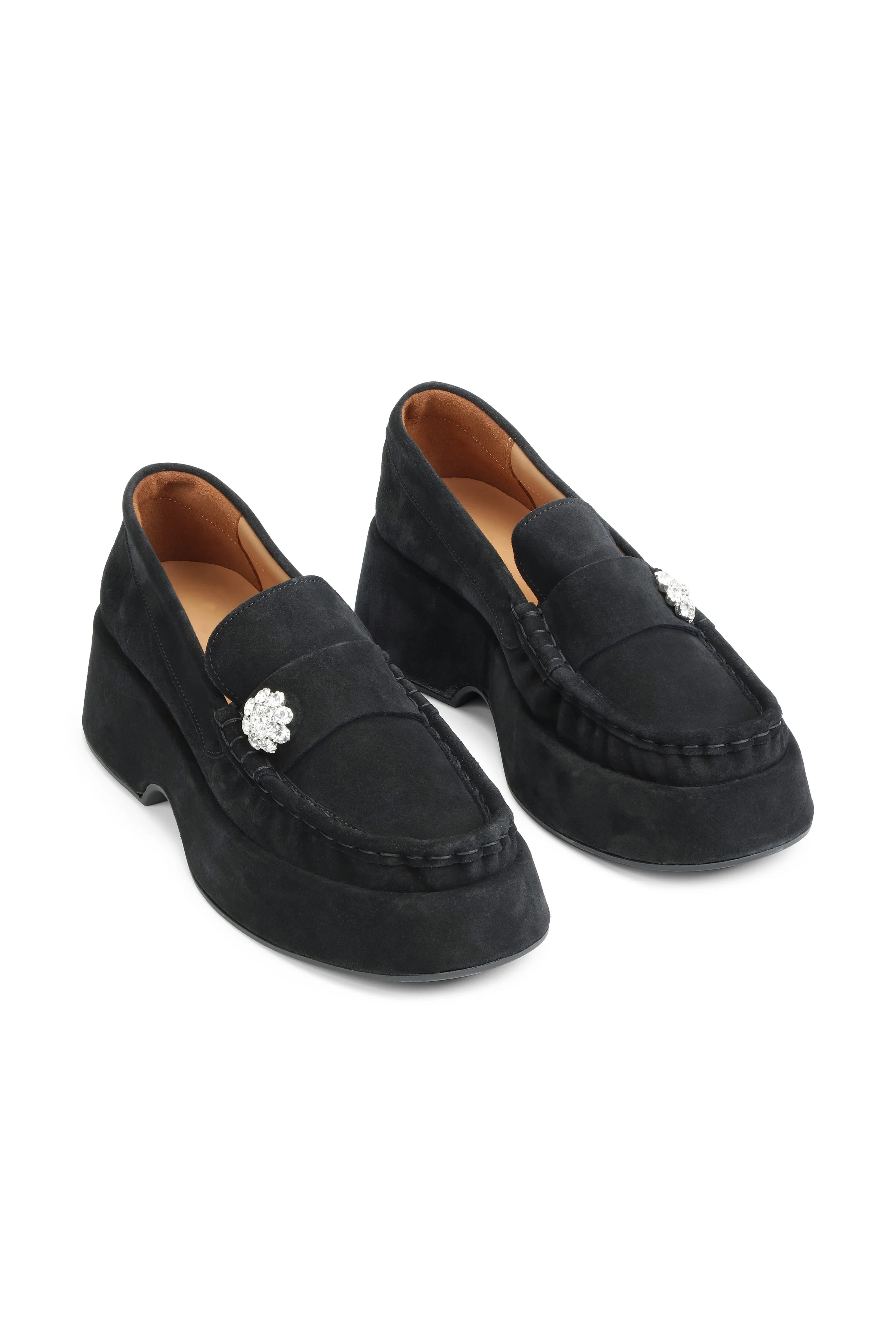 Suede Jewel Loafers | Black - Image 3