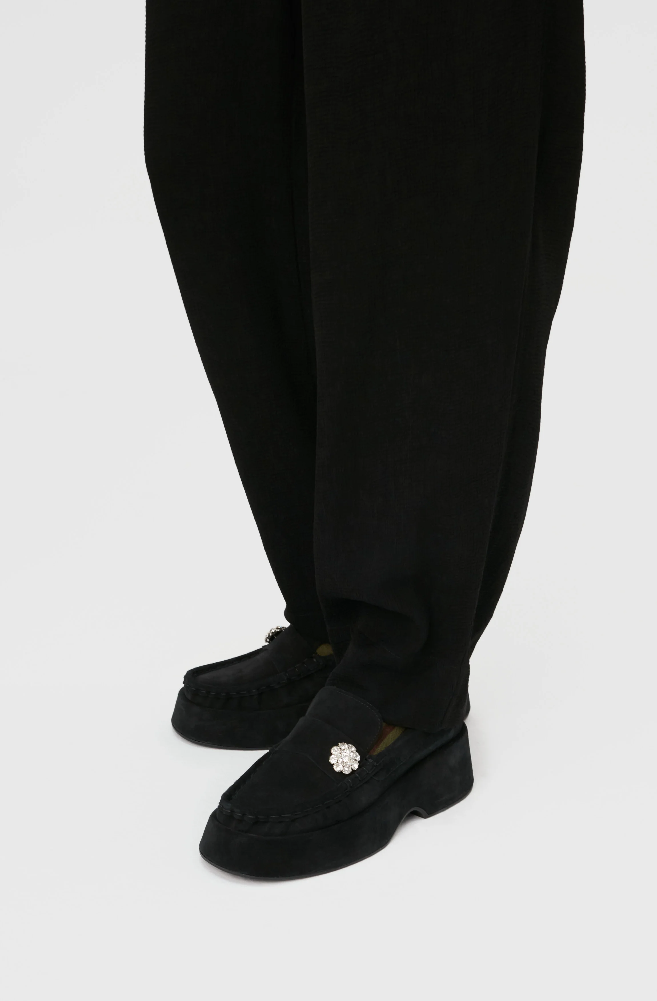 Suede Jewel Loafers | Black - Image 4