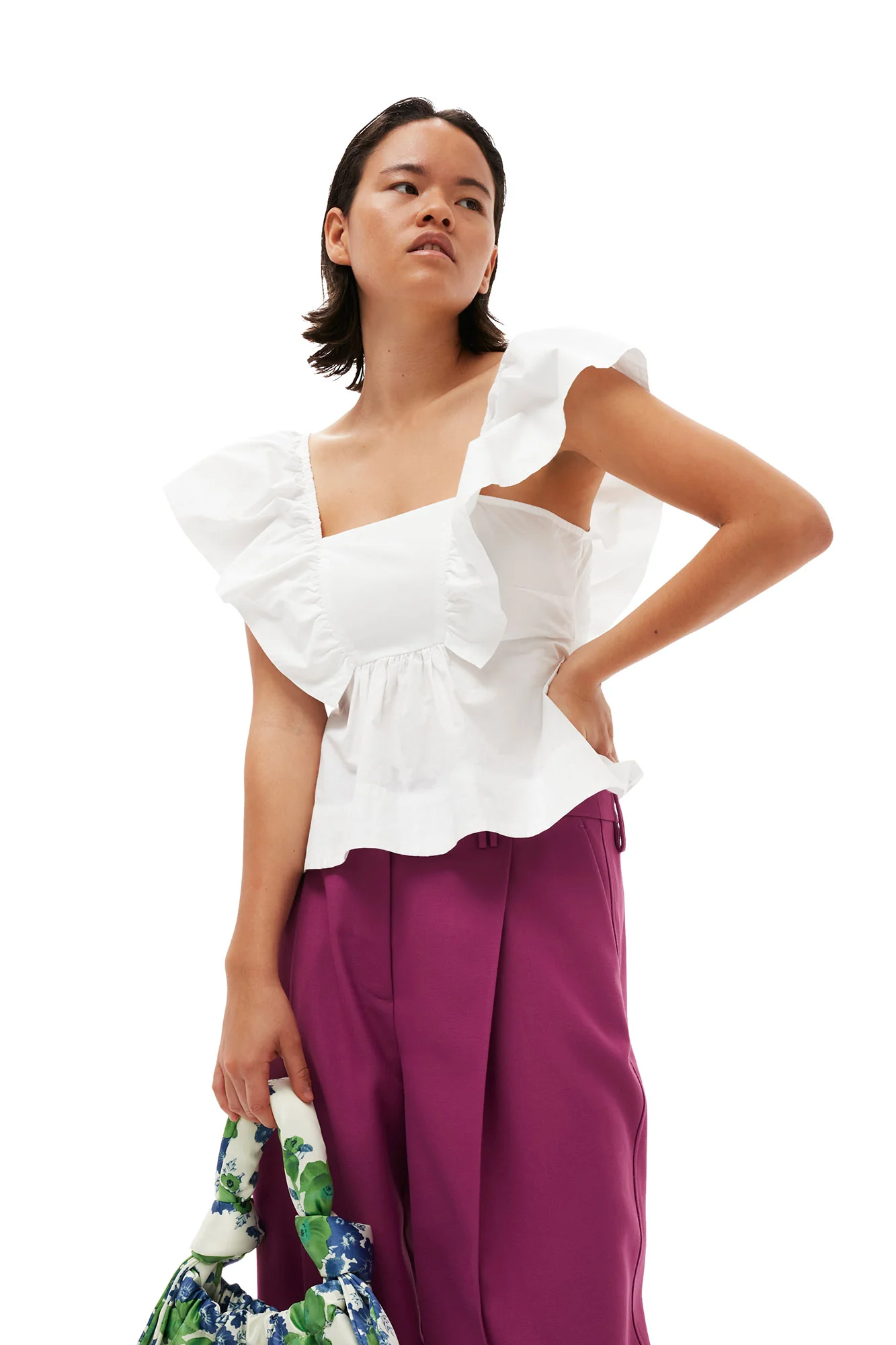 Summer Suiting Relaxed Pleated Trousers | Purple Wine - Image 10