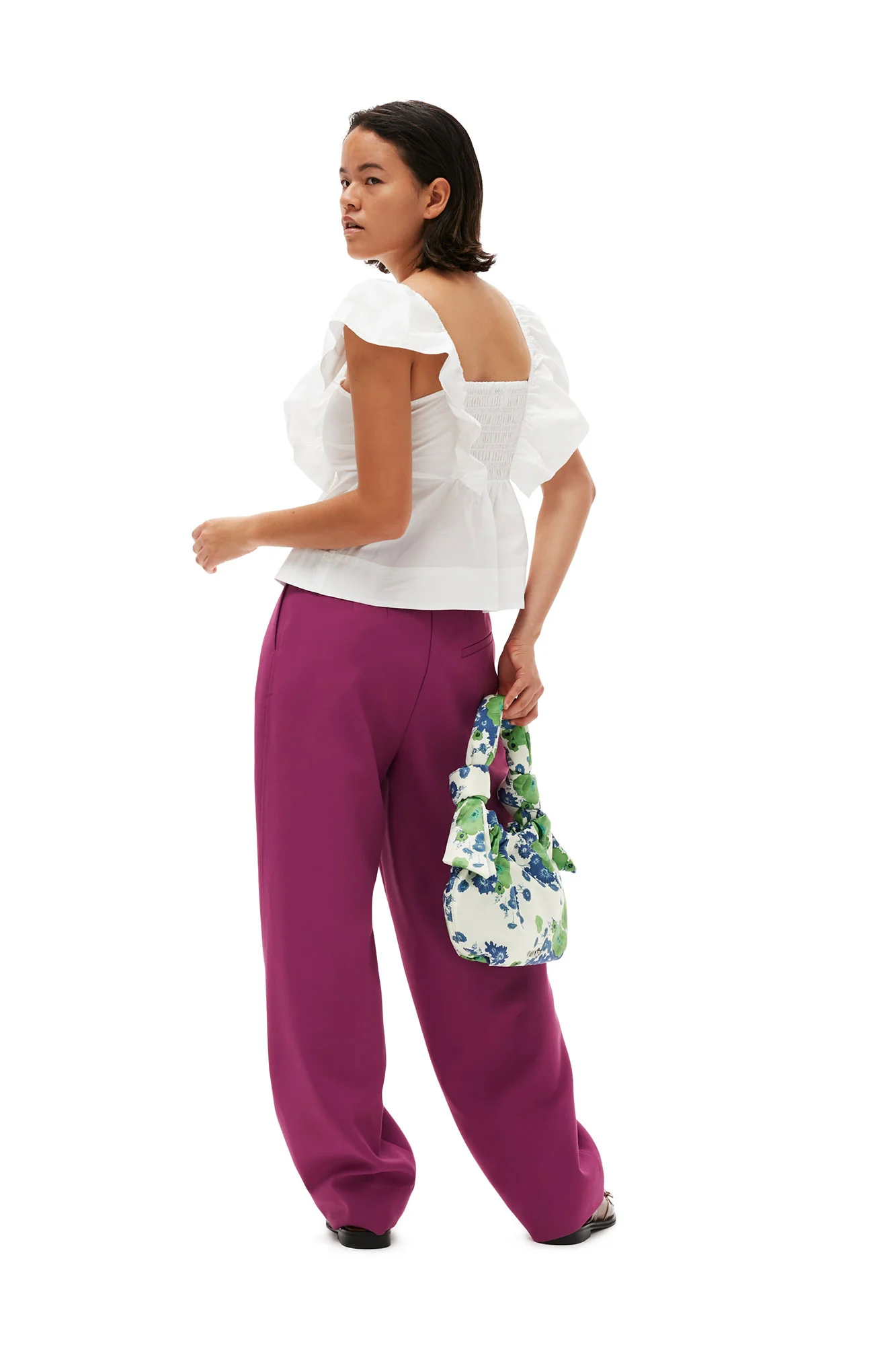 Summer Suiting Relaxed Pleated Trousers | Purple Wine - Image 9