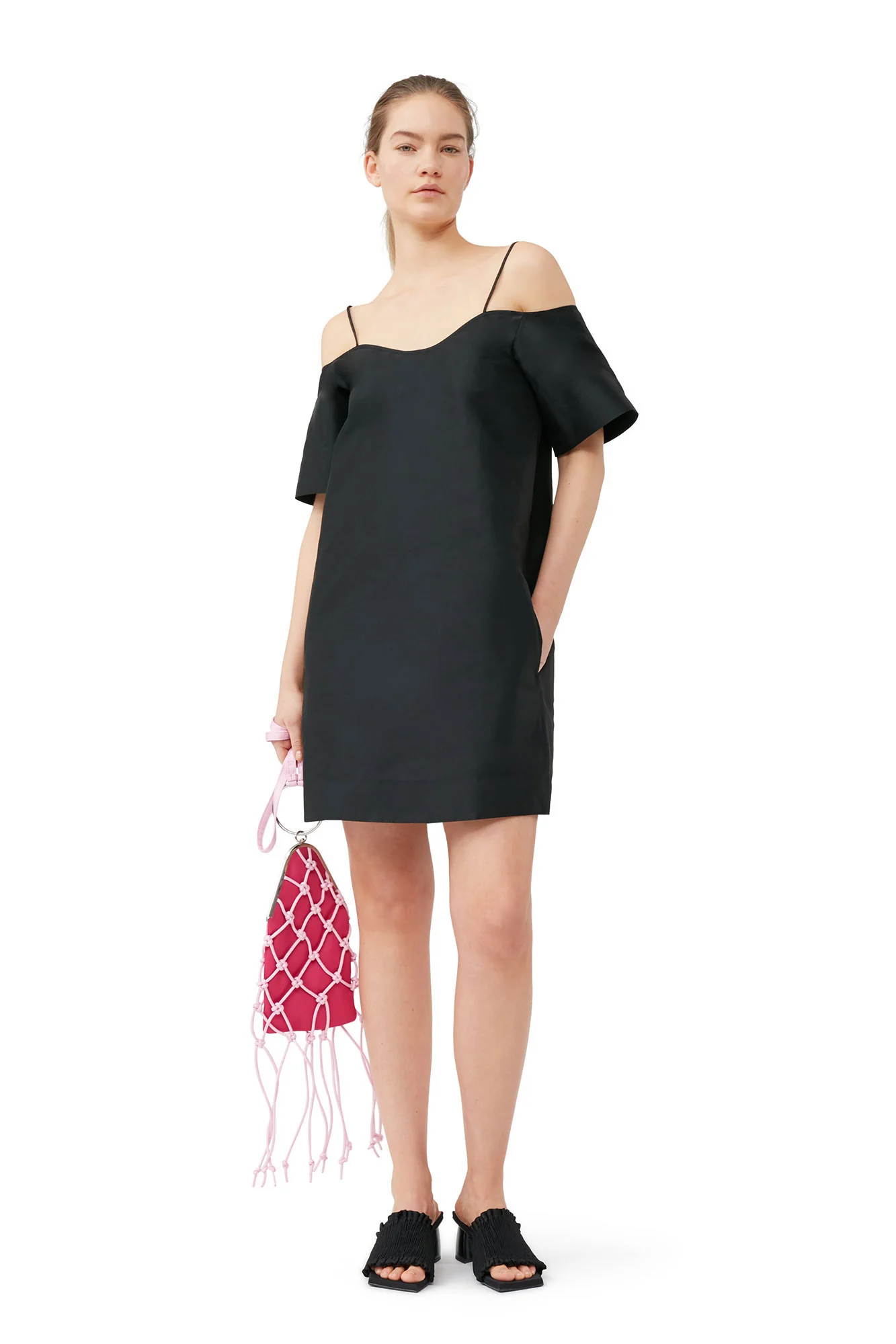Taffeta Mini Dress | Black - Image 3